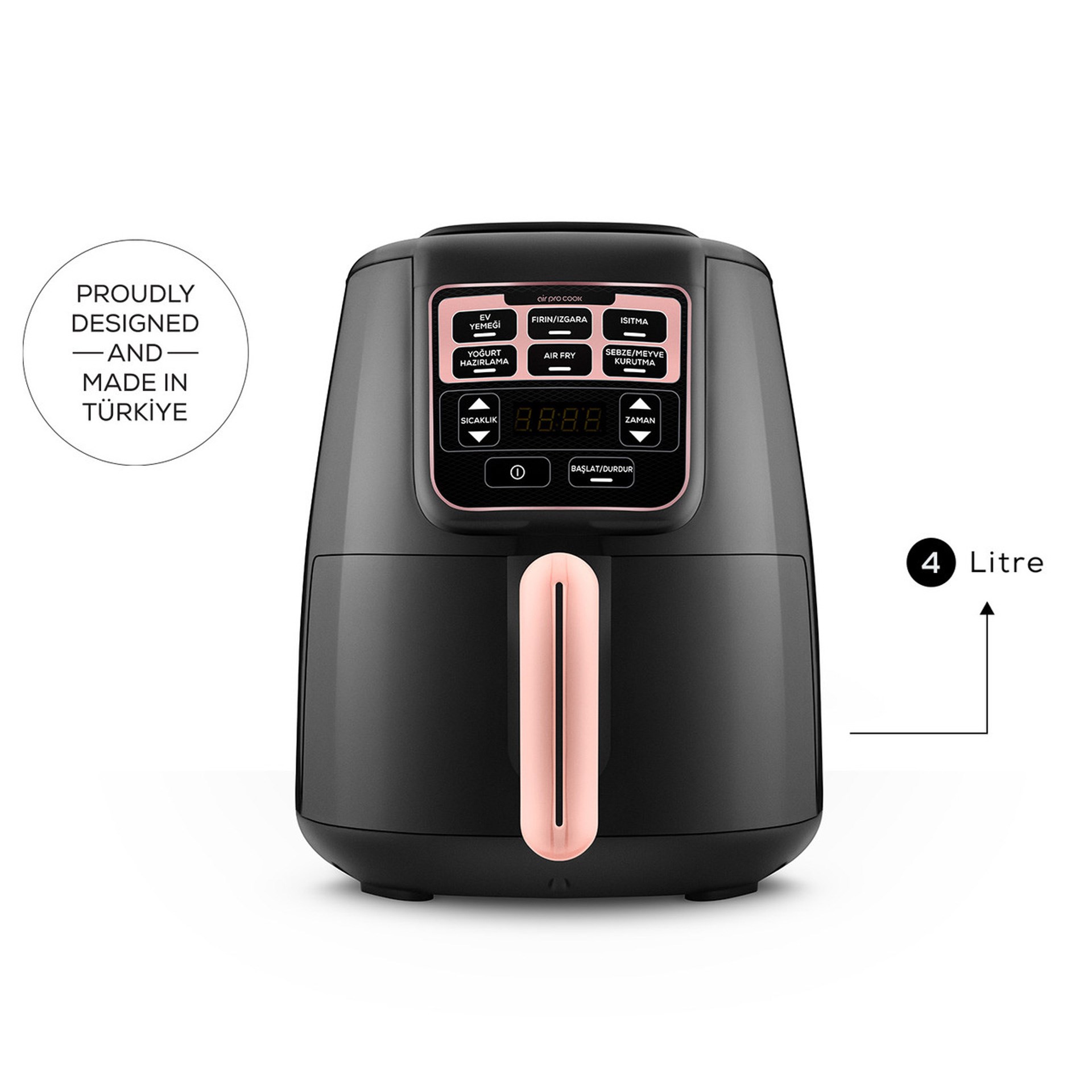Karaca Air Pro Cook XL 2 in 1 Konuşan Airfryer Rosegold