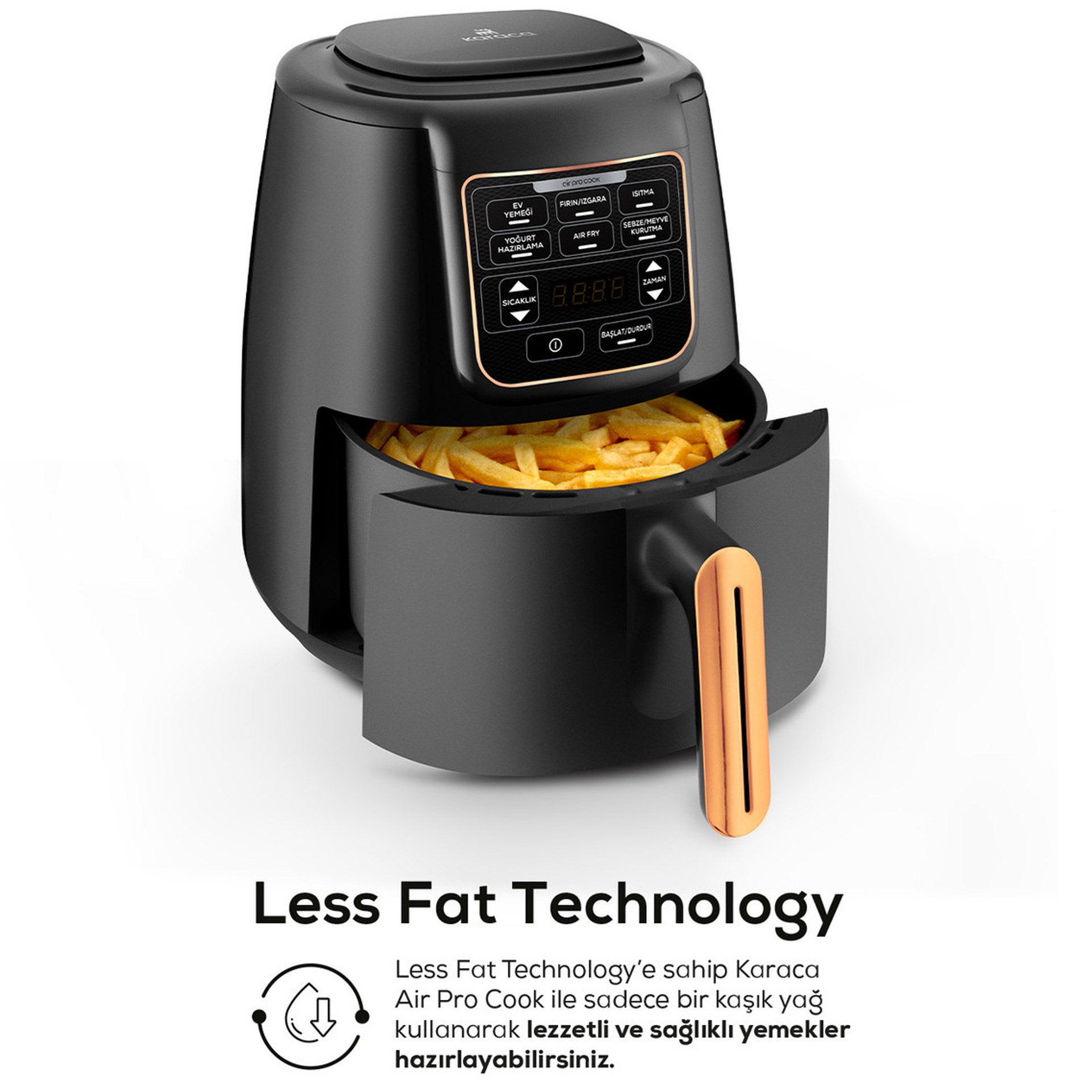Karaca Air Pro Cook XL 2 in 1 Konuşan Airfryer Black Copper