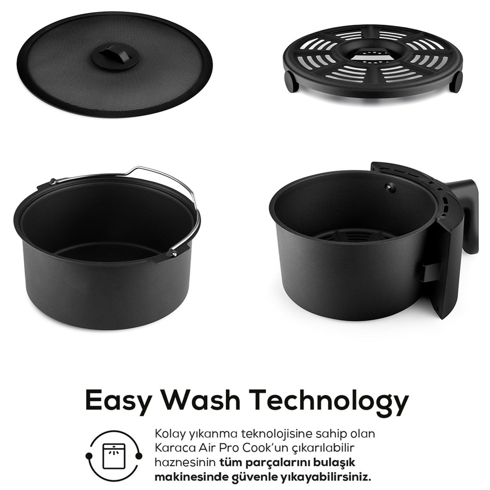 Karaca Air Pro Cook XL 2 in 1 Konuşan Airfryer Black Copper
