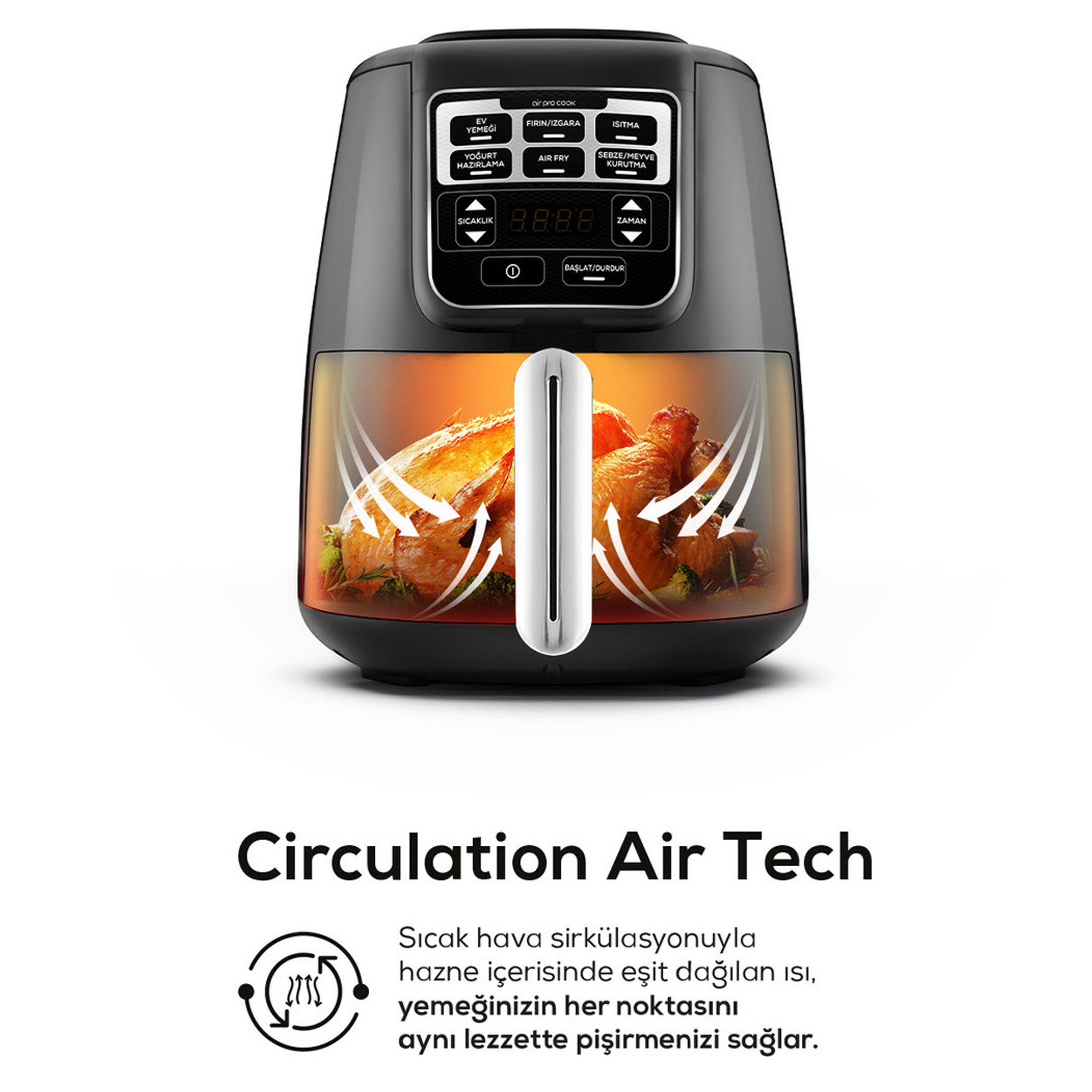 Karaca Air Pro Cook XL 2 in 1 Konuşan Airfryer Black Chrome