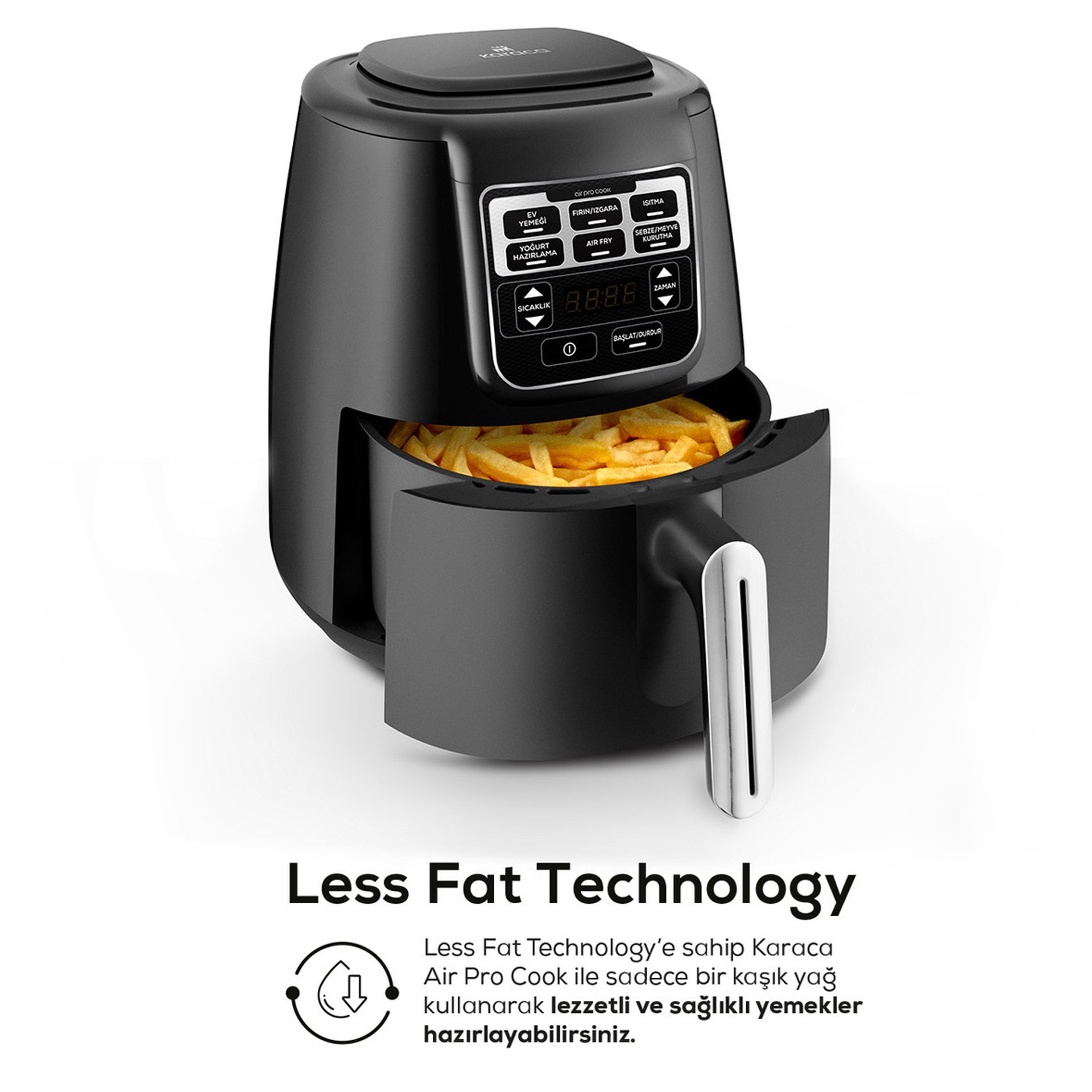 Karaca Air Pro Cook XL 2 in 1 Konuşan Airfryer Black Chrome