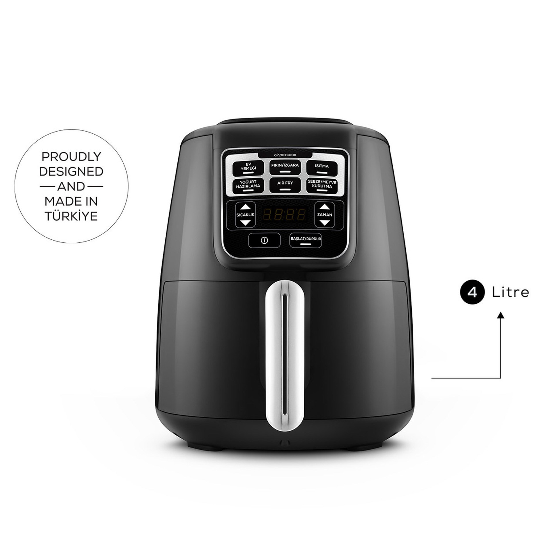 Karaca Air Pro Cook XL 2 in 1 Konuşan Airfryer Black Chrome
