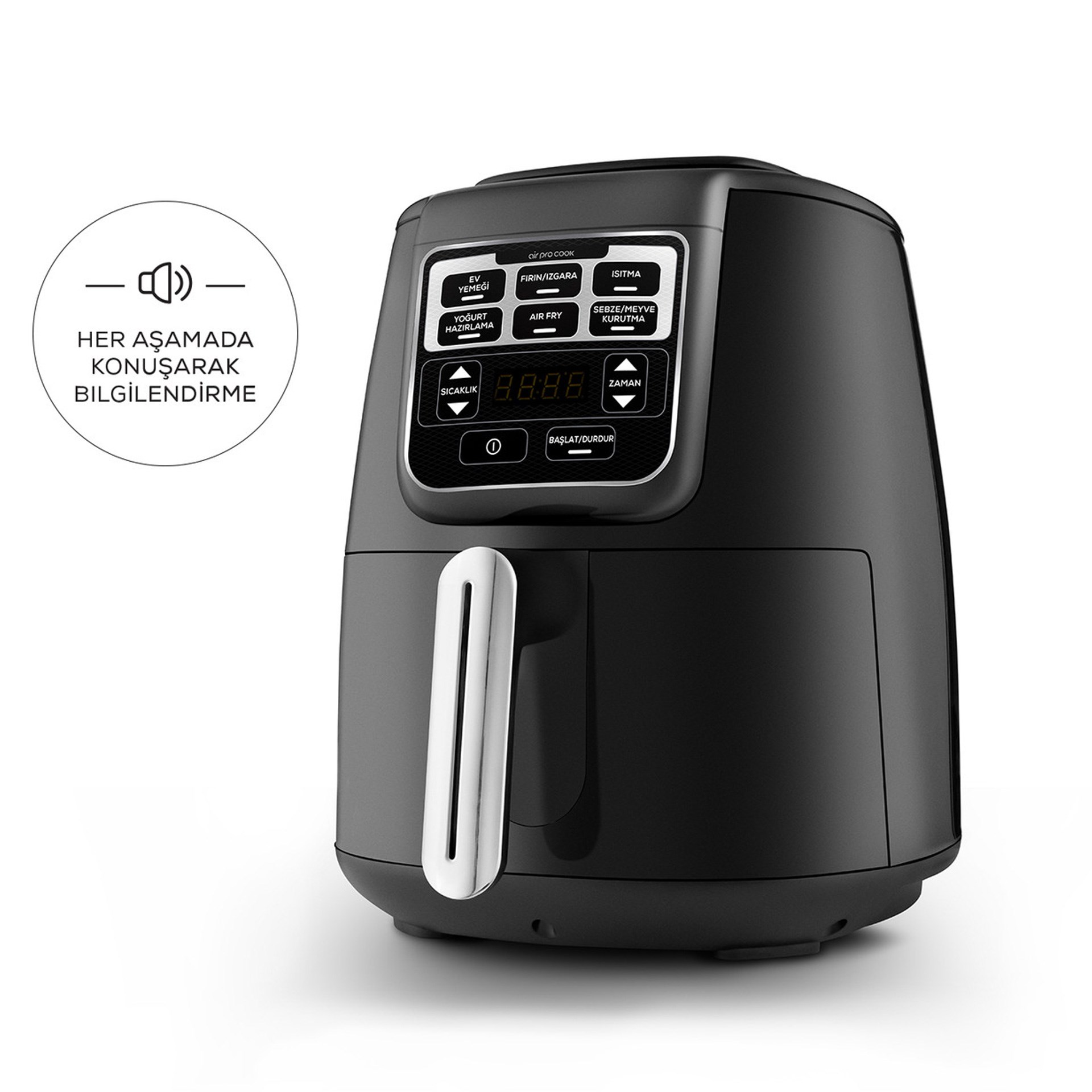 Karaca Air Pro Cook XL 2 in 1 Konuşan Airfryer Black Chrome