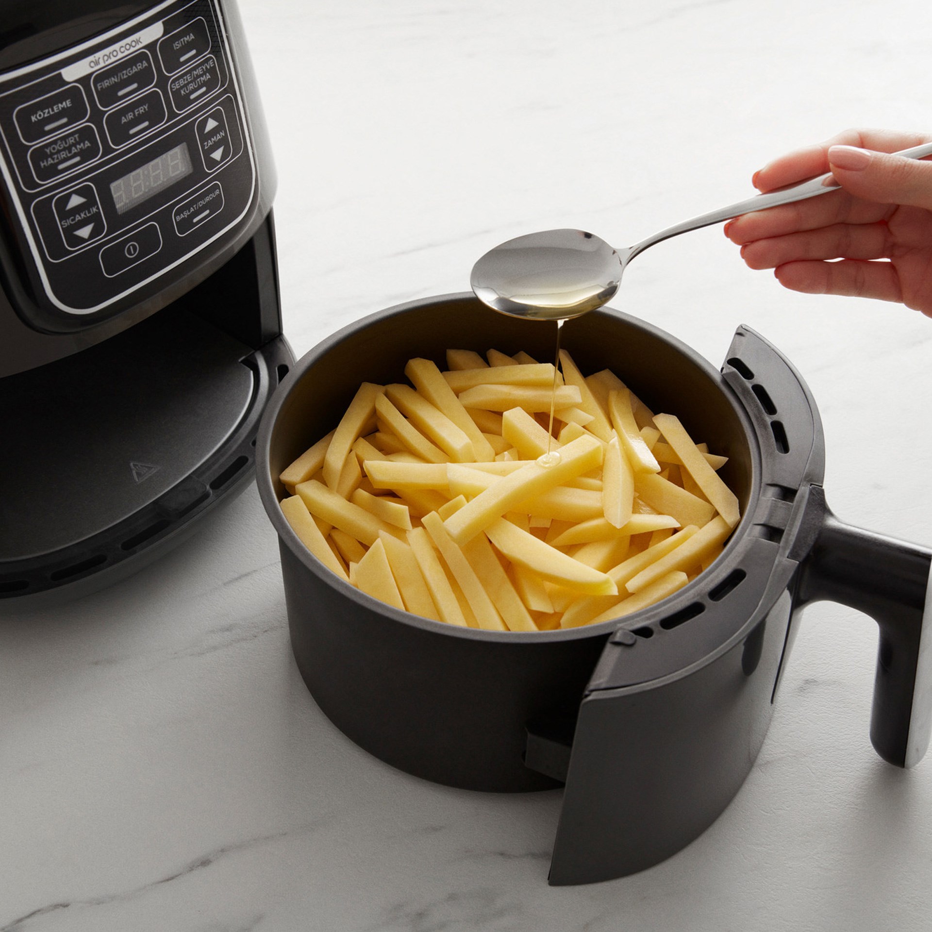 Karaca Air Pro Cook XL 2 in 1 Konuşan Airfryer Iconic Beige