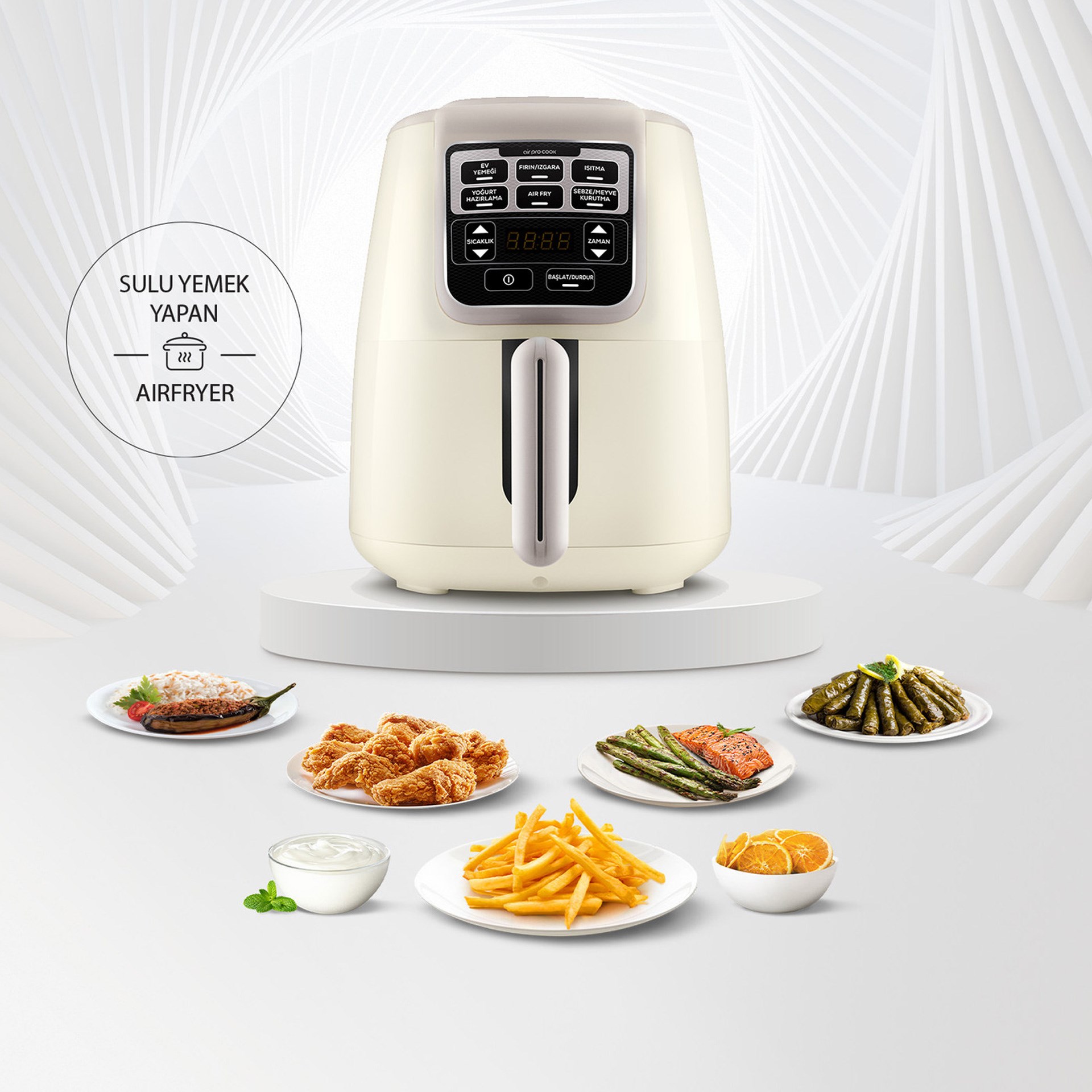 Karaca Air Pro Cook XL 2 in 1 Konuşan Airfryer Iconic Beige