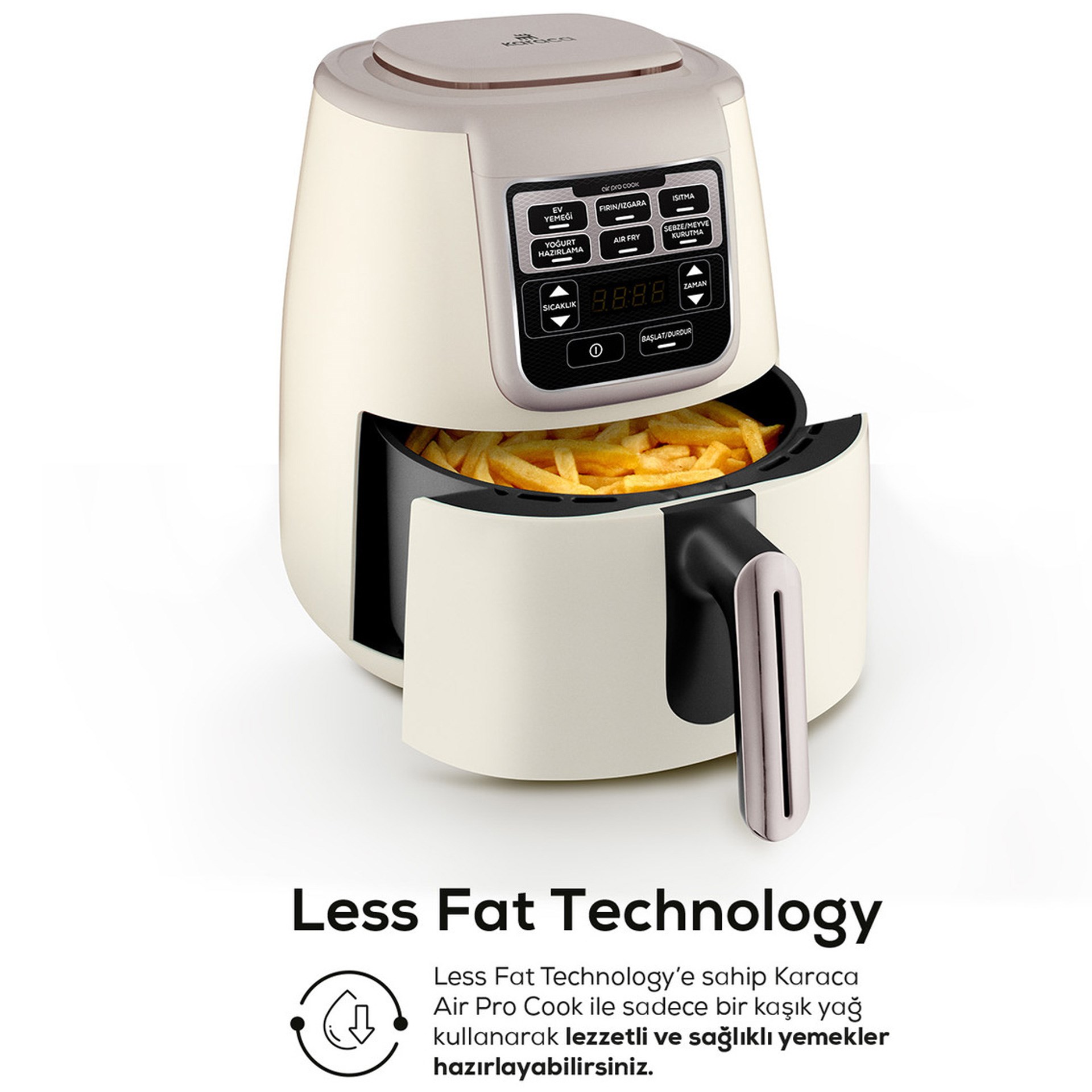 Karaca Air Pro Cook XL 2 in 1 Konuşan Airfryer Iconic Beige