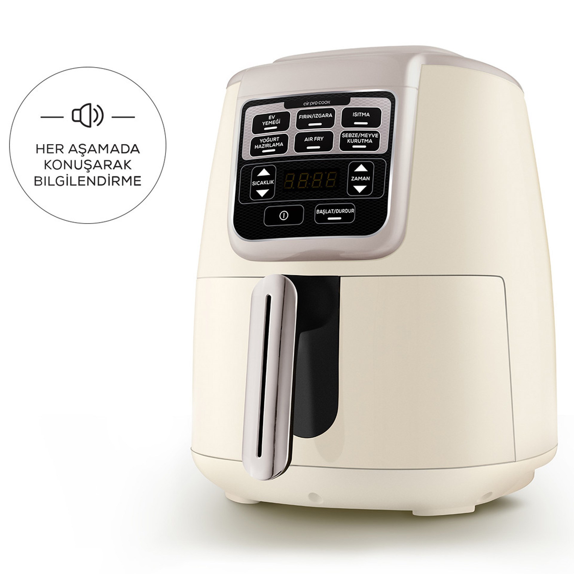 Karaca Air Pro Cook XL 2 in 1 Konuşan Airfryer Iconic Beige