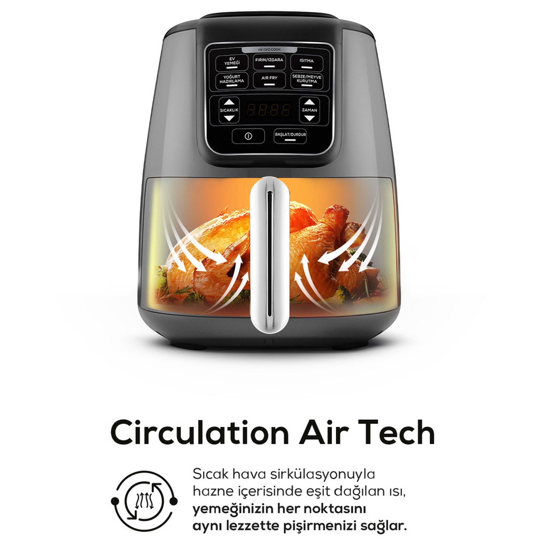 Karaca Air Pro Cook XL 2 in 1 Konuşan Airfryer Space Gray