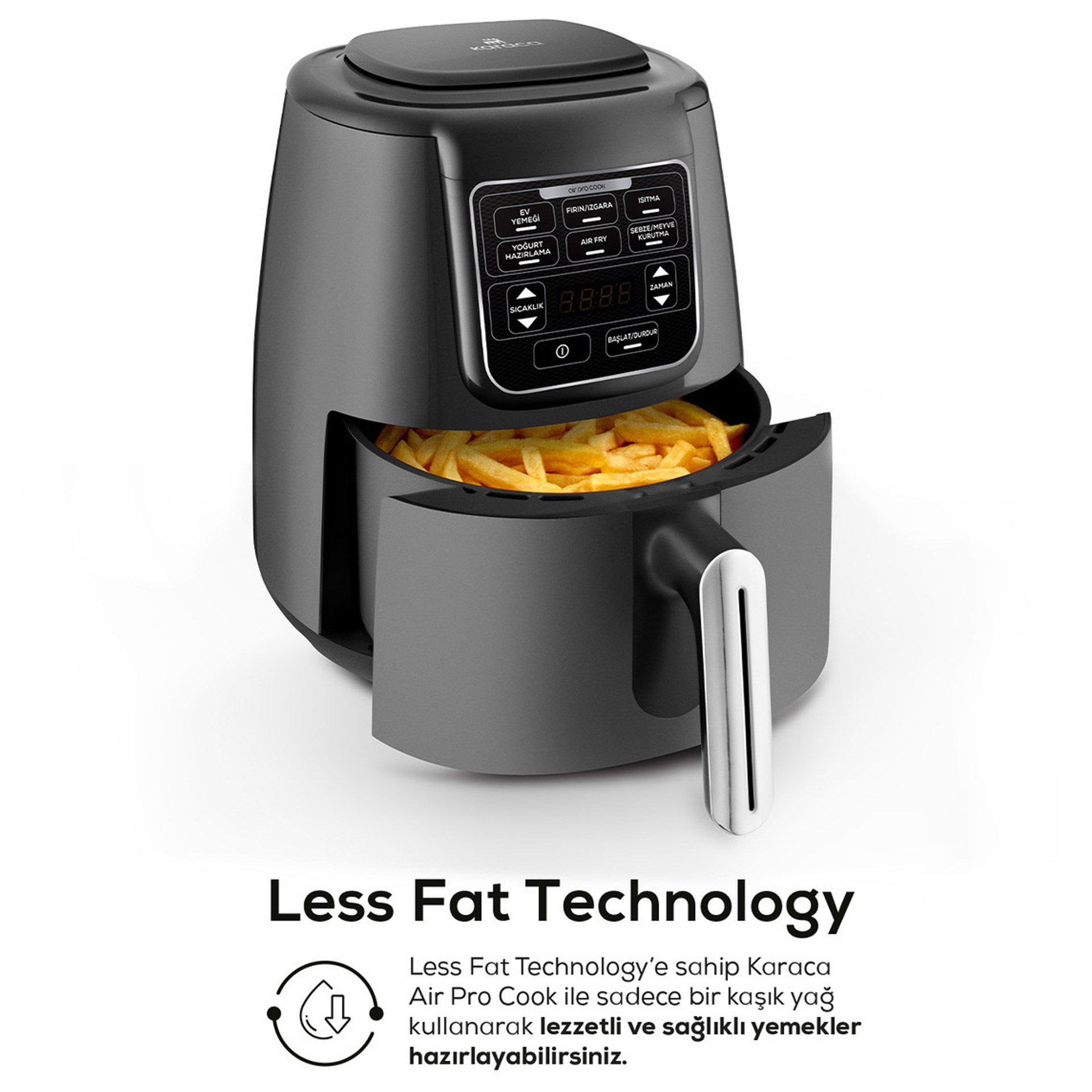 Karaca Air Pro Cook XL 2 in 1 Konuşan Airfryer Space Gray
