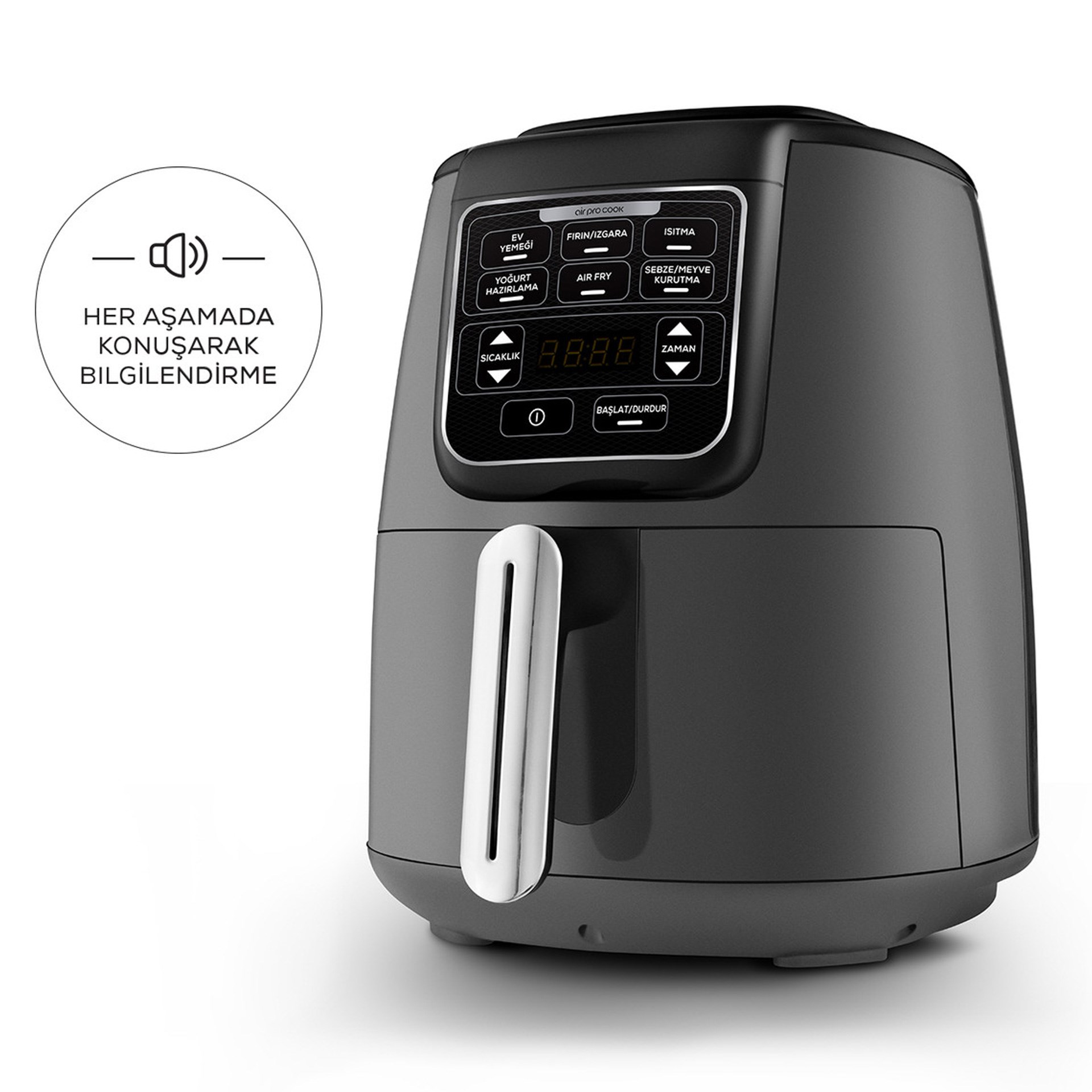Karaca Air Pro Cook XL 2 in 1 Konuşan Airfryer Space Gray