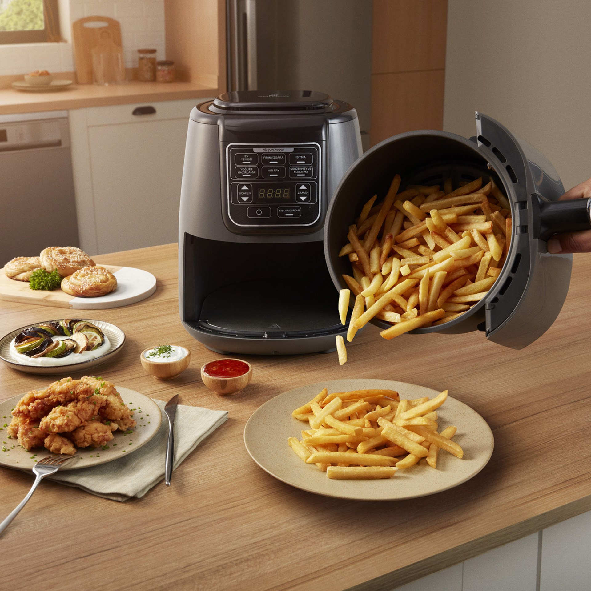 Karaca Air Pro Cook XL 2 in 1 Konuşan Airfryer Space Gray