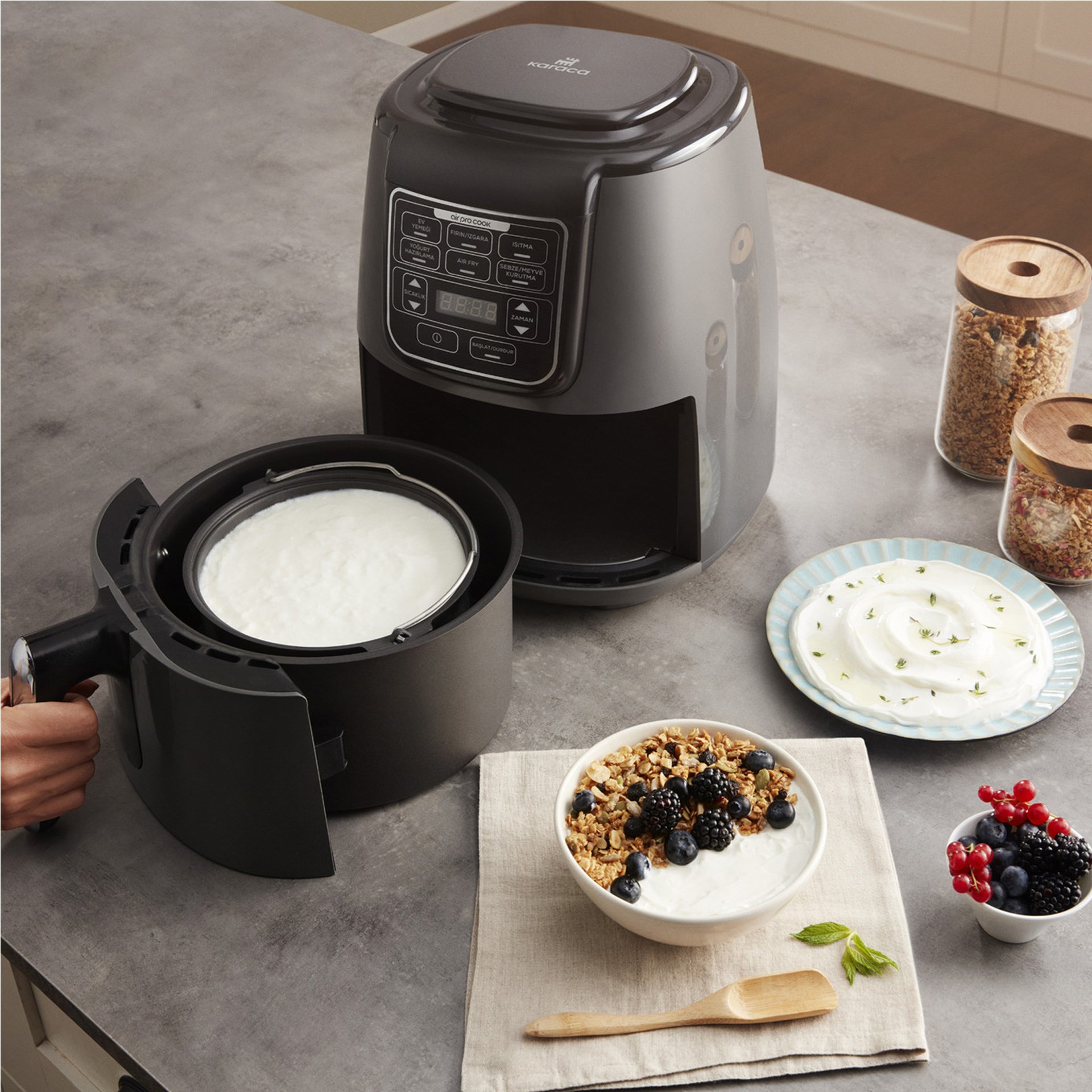 Karaca Air Pro Cook XL 2 in 1 Konuşan Airfryer Space Gray