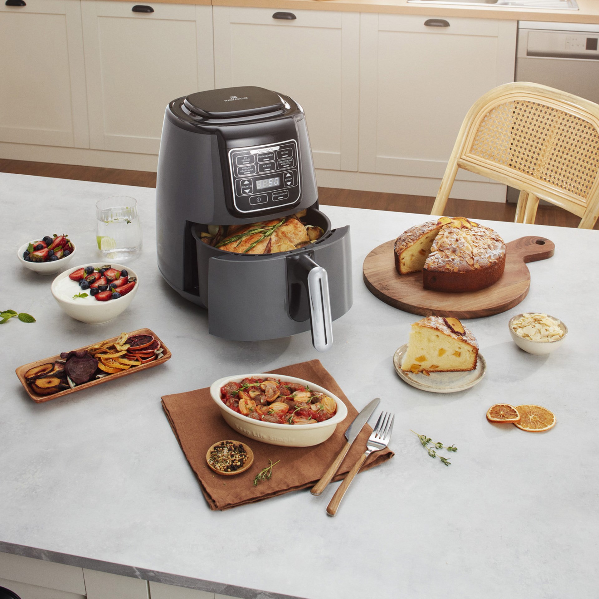 Karaca Air Pro Cook XL 2 in 1 Konuşan Airfryer Space Gray