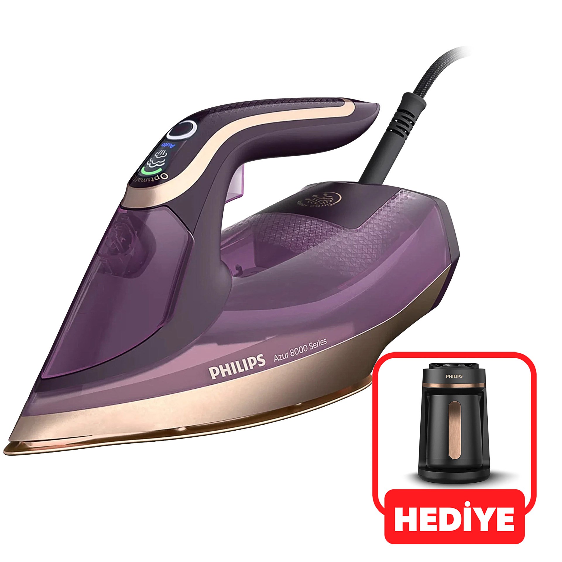 Philips DST8040/30-HDA150/60 Azur Buharlı Ütü ve Türk Kahve Makinesi