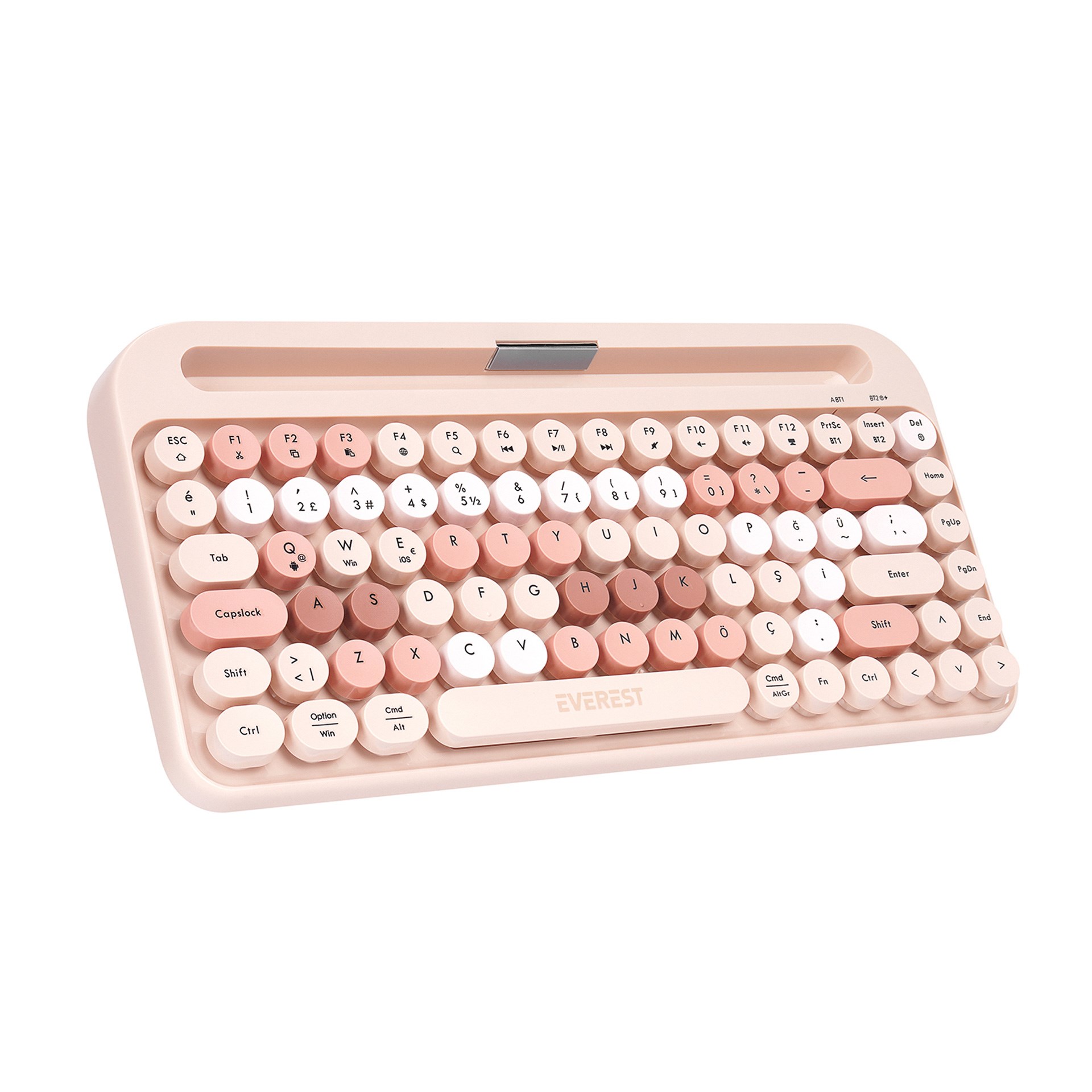 Everest KB-98 Latte 2.4G+BT1+BT2 Çoklu Cihaz Bağlantılı Q Kablosuz Klavye
