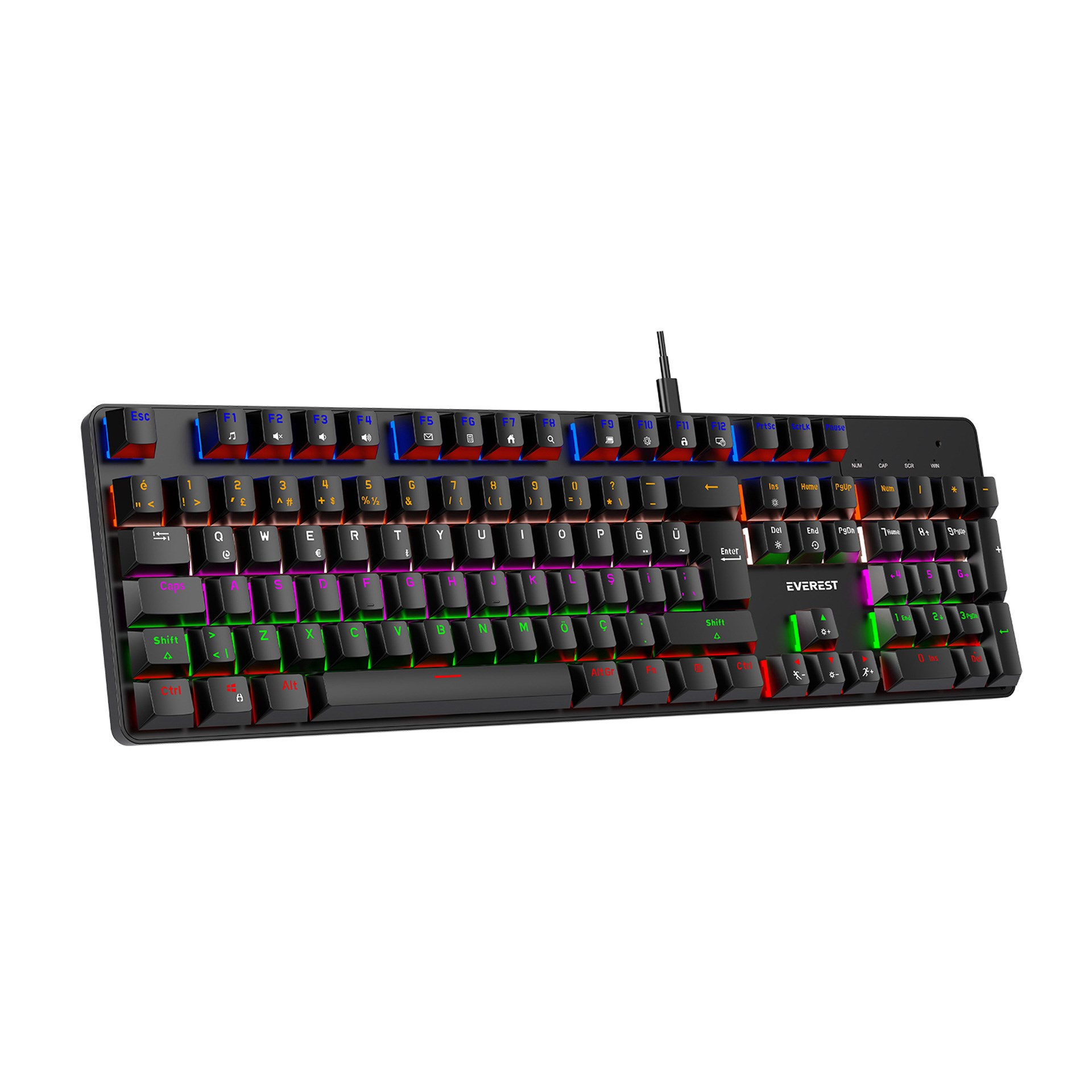 Everest KB-MK1 Lumos Siyah USB Rainbow Aydınlatmalı Red Switch Full Anti-Ghosting Mekanik Gaming Oyuncu Klavye