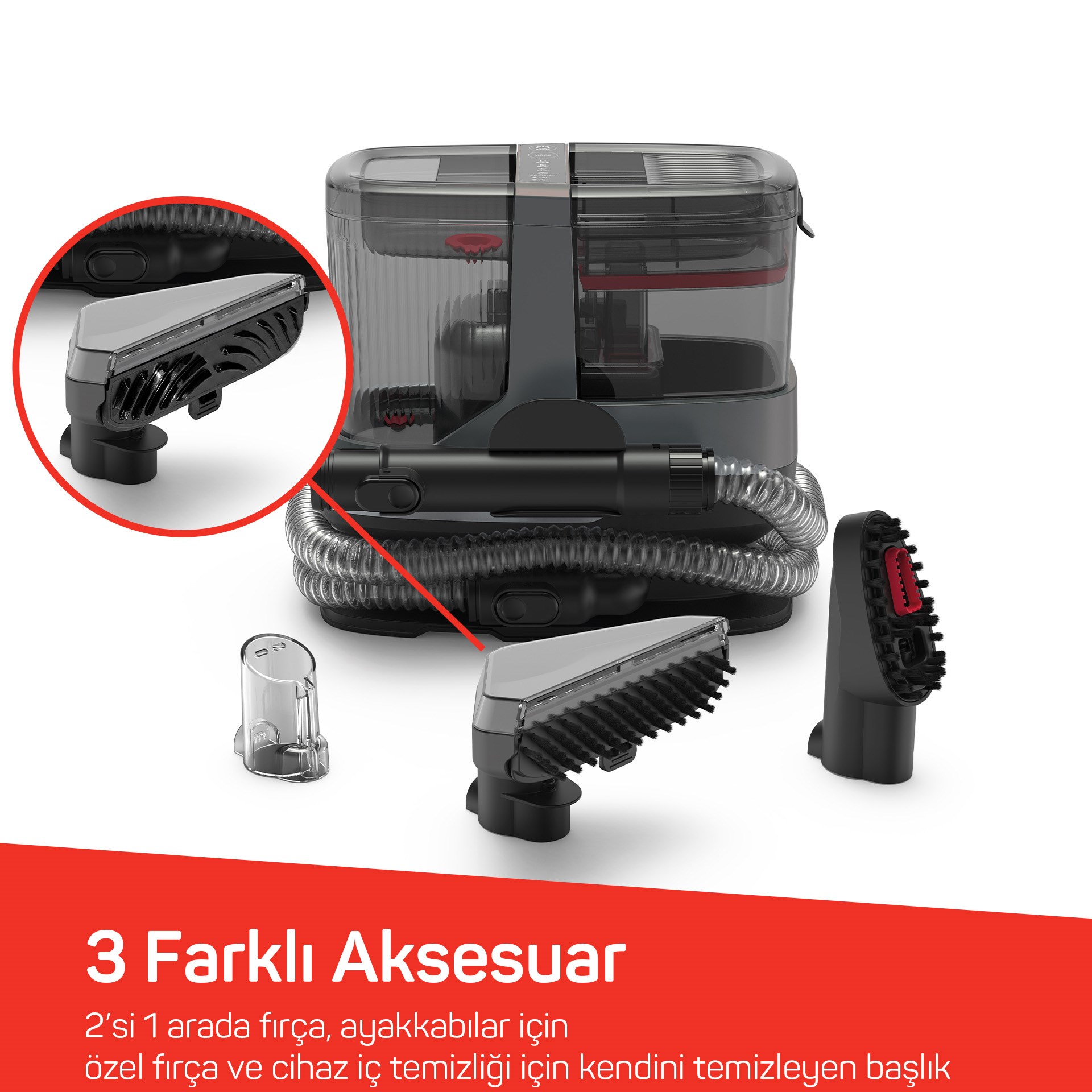 Arzum Hydrosteam Buharlı Temizleyici ve Leke Çıkarıcı Gri