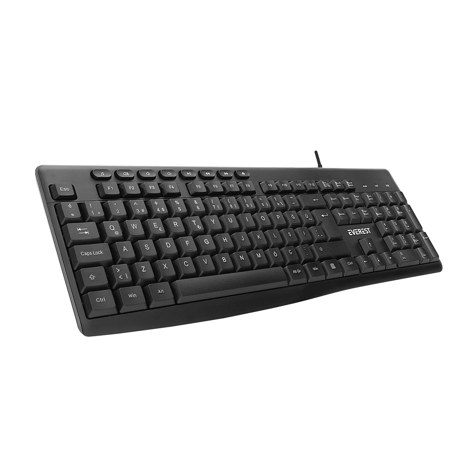 Everest KB-619 Siyah/Gri USB 2 Metre Bakır Kablolu Q Multimedia Klavye