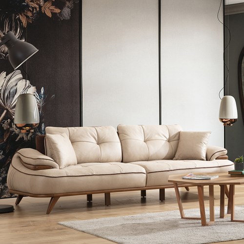 Madlen Üçlü Koltuk Krem Modeli 24 Ay Taksitle | Evkur