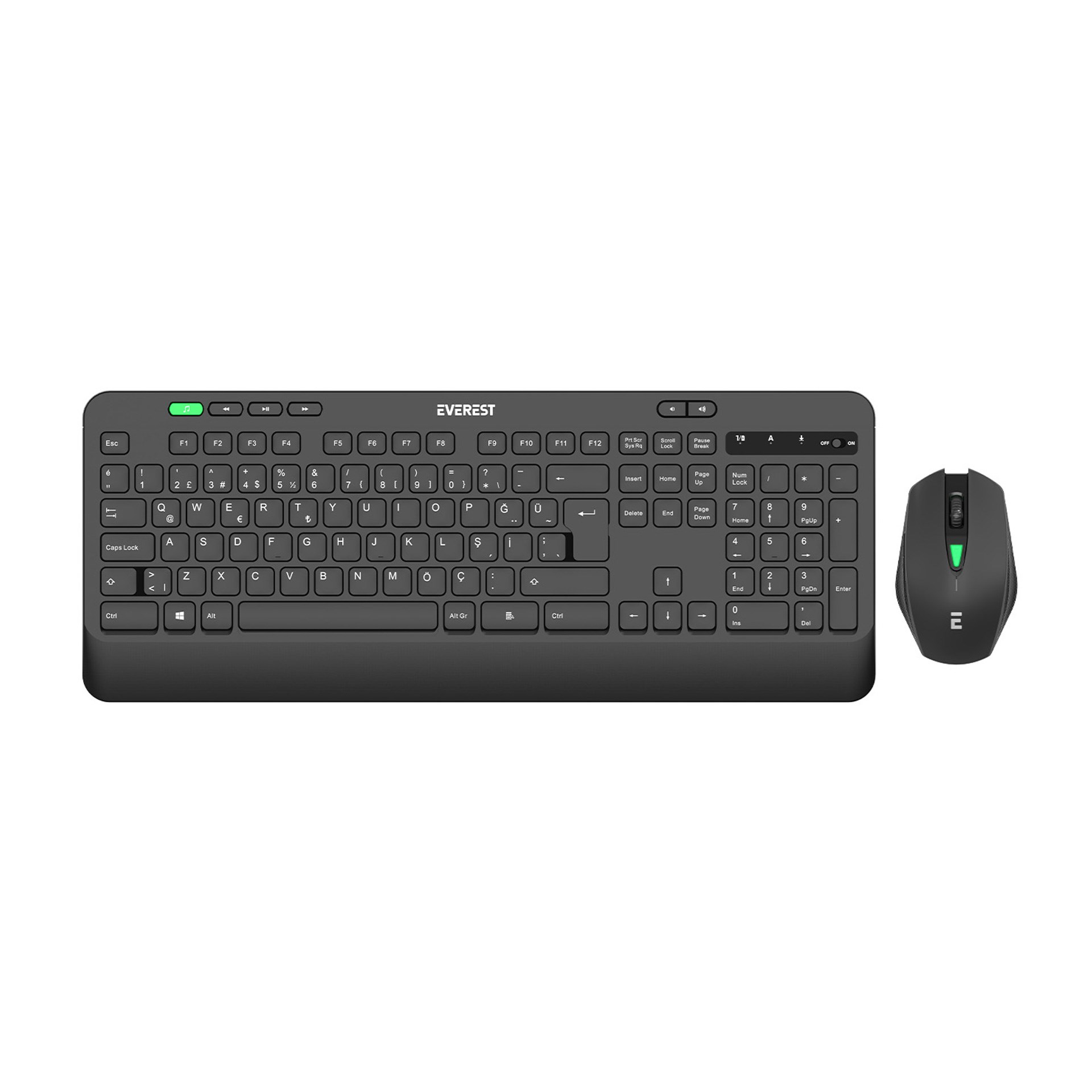 Everest KM-2620 Siyah Usb Sessiz Switch İnce Kablosuz Q Multimedia Klavye + Mouse Set