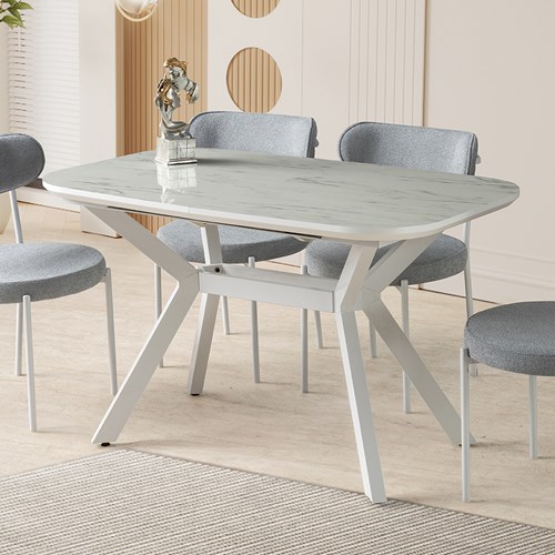 Valentino 80x130 Masa HG Marmovera - Beyaz Ayaklı Tasarım
