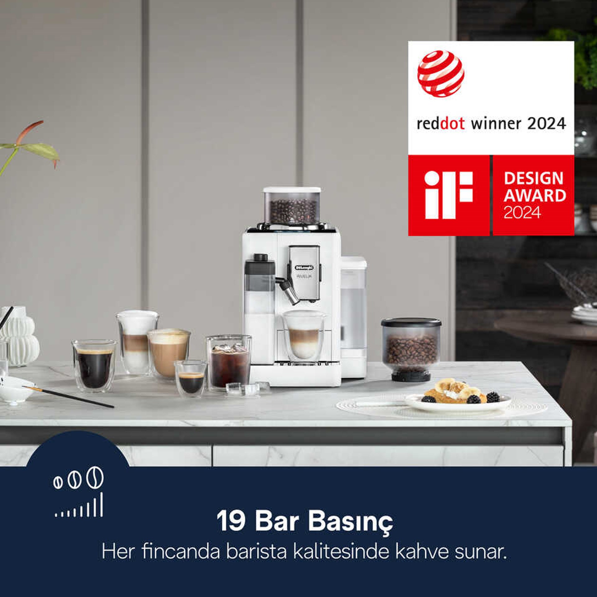 Delonghi EXAM440.55.W Rivelia Tam Otomatik Espresso Makinesi (Anlaşmalı Kredi Kartlarına Peşin Fiyatına 6 Ay Taksit)