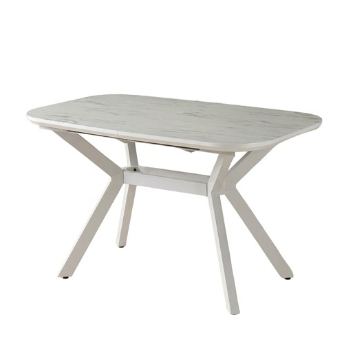 【Masa】 Valentino 80x130 Masa HG Marmovera - Beyaz Ayaklı Tasarım
