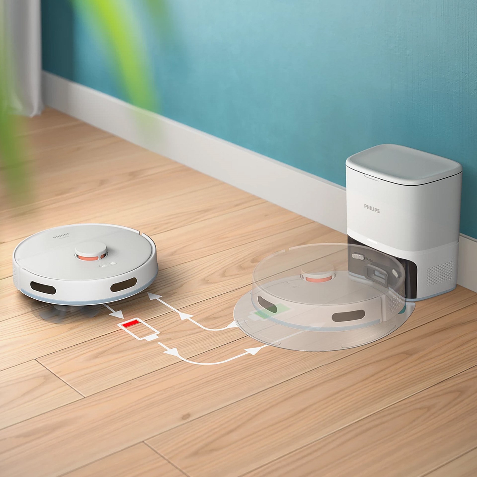 Philips 2000 Serisi Çöp Kovalı Islak ve Kuru Robot Süpürge Beyaz
