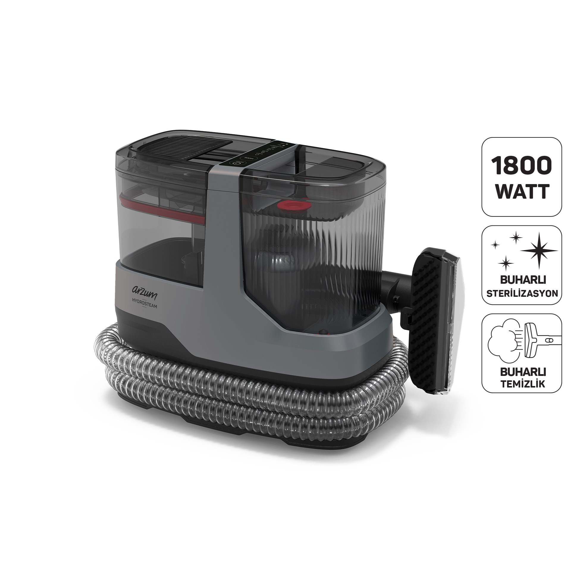 Arzum Hydrosteam Buharlı Temizleyici ve Leke Çıkarıcı Gri