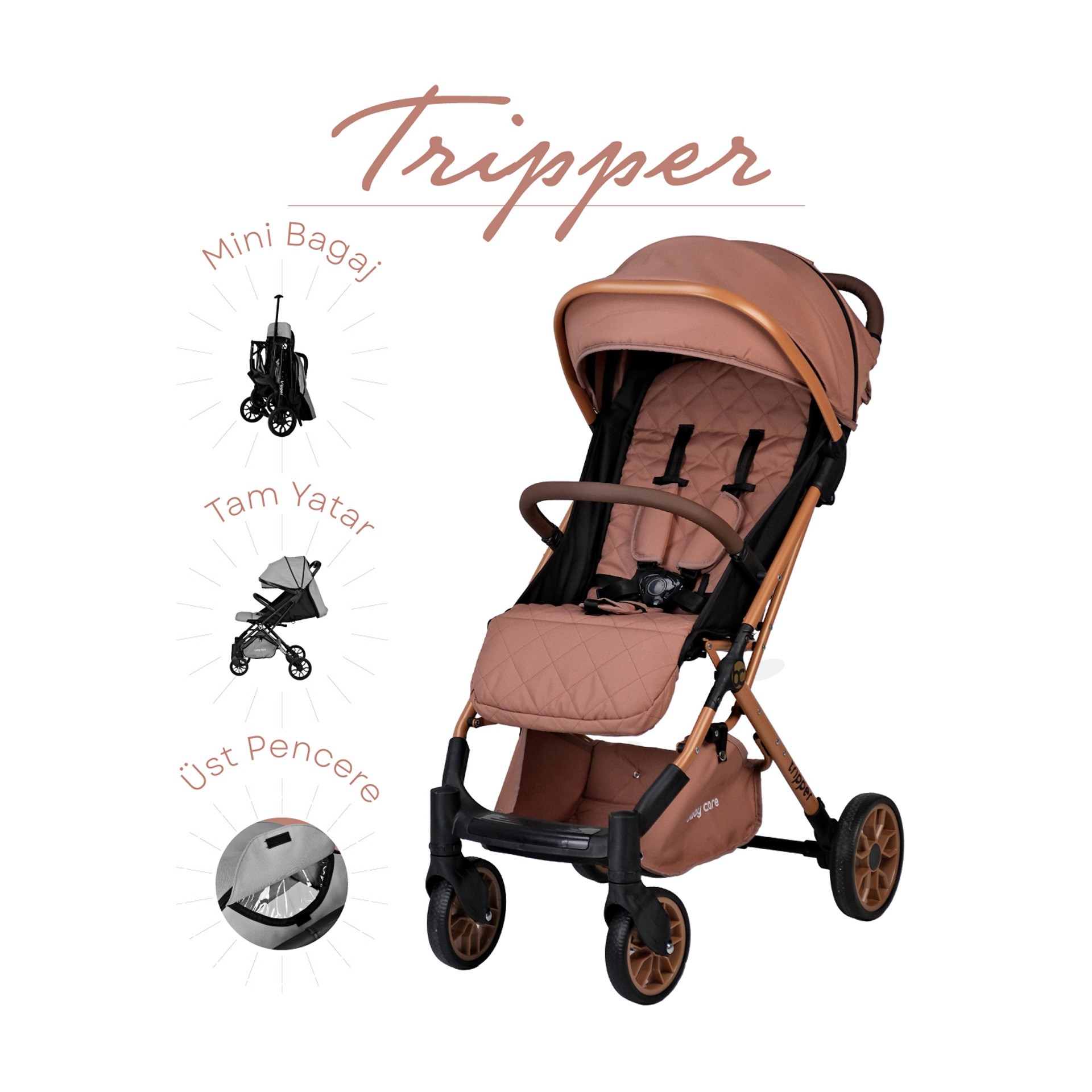 Baby CareTripper Kabin Boy Bebek Arabası Kahverengi