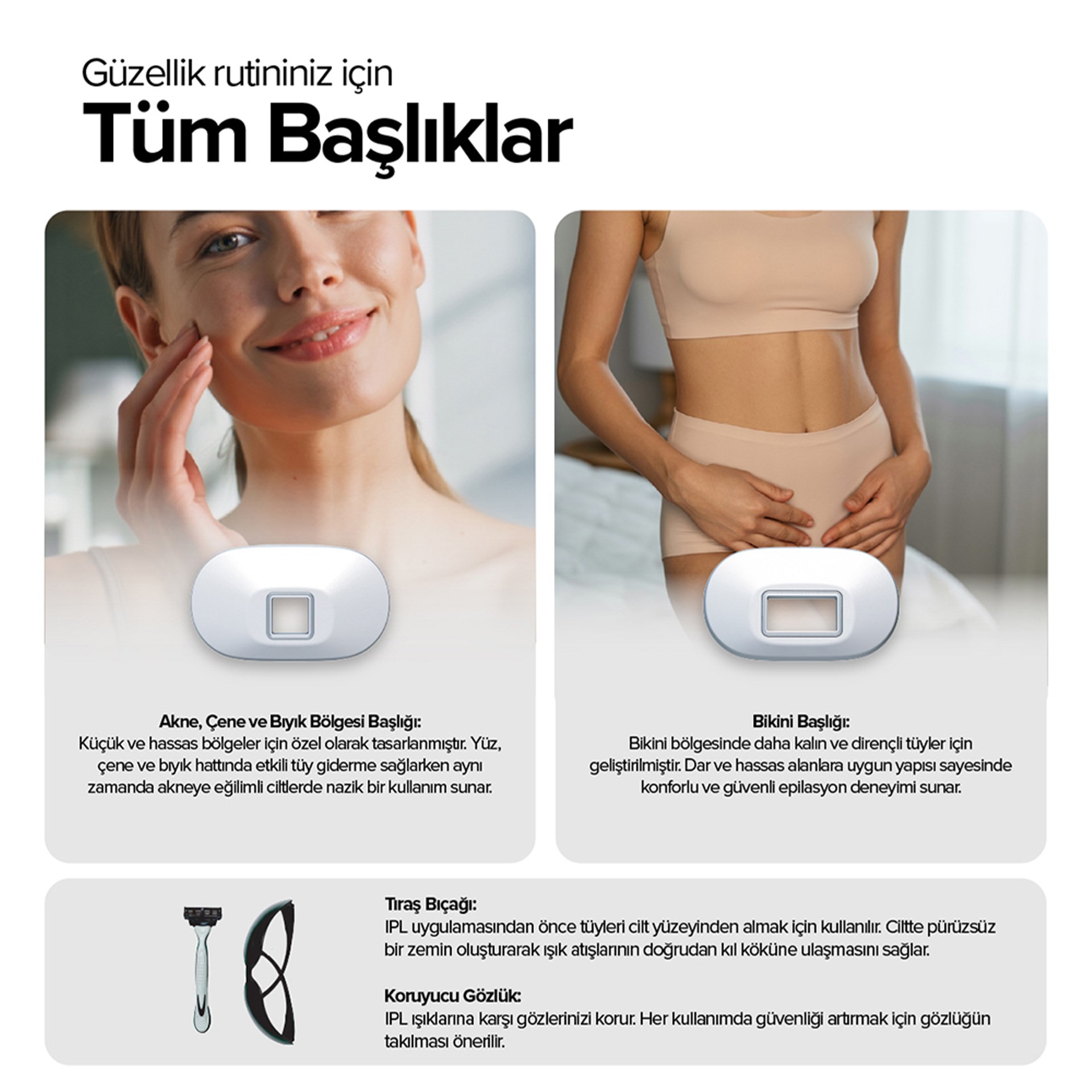Bester IPL7100 Buz Lazer Acısız IPL Lazer Epilasyon Aleti – 5 Kademe 1.000.000 Atım