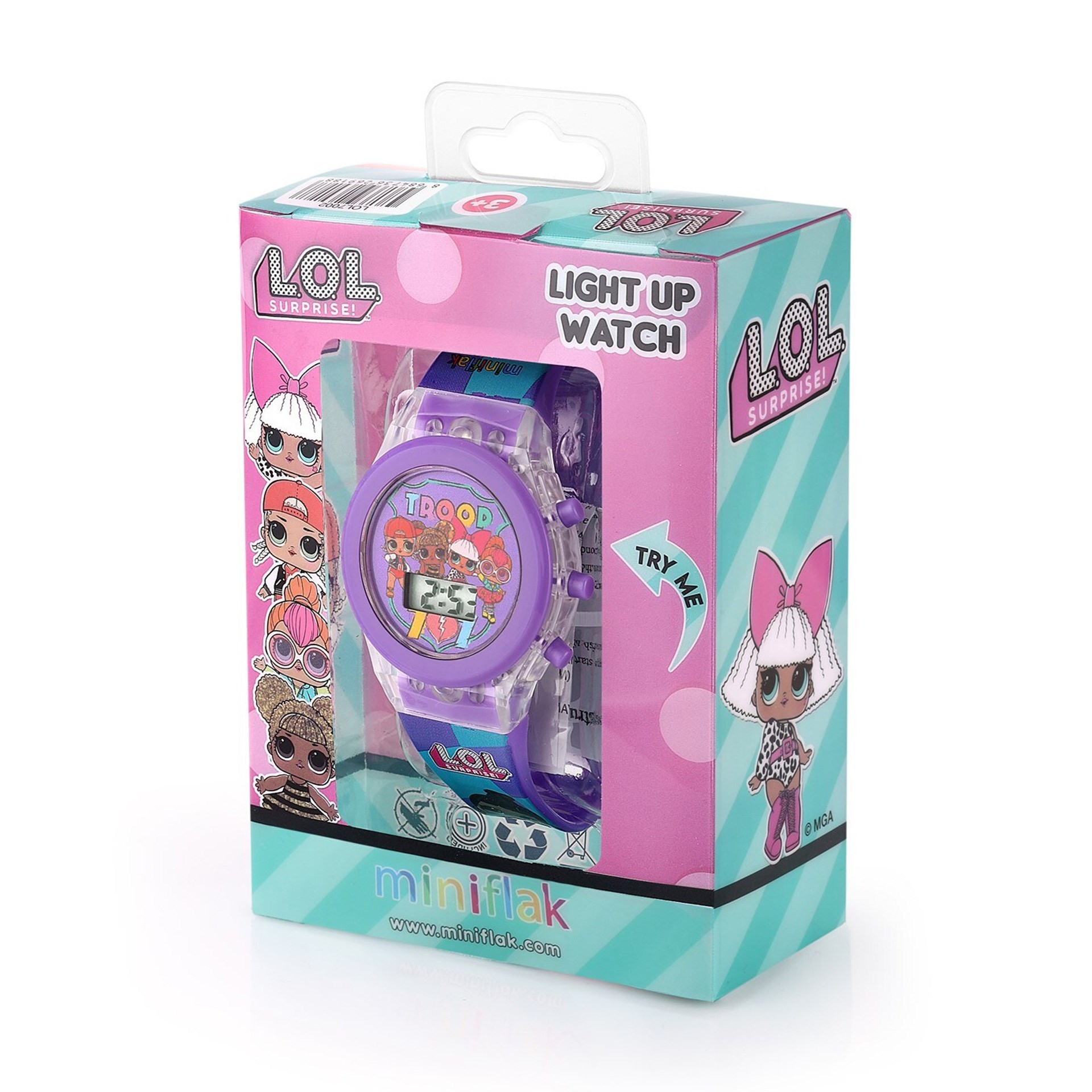 Miniflak LOL Surprise! Lisanslı LOL7002 Lila Işıklı Çocuk Saati