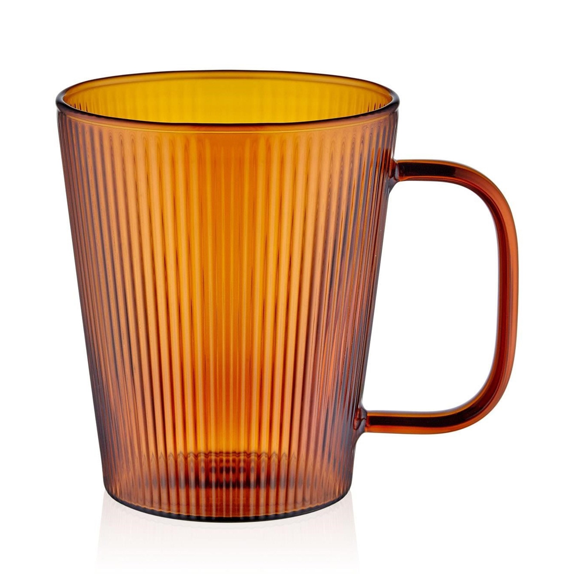 The Mia Striped Borosilikat Cam Kupa Amber 400 ml