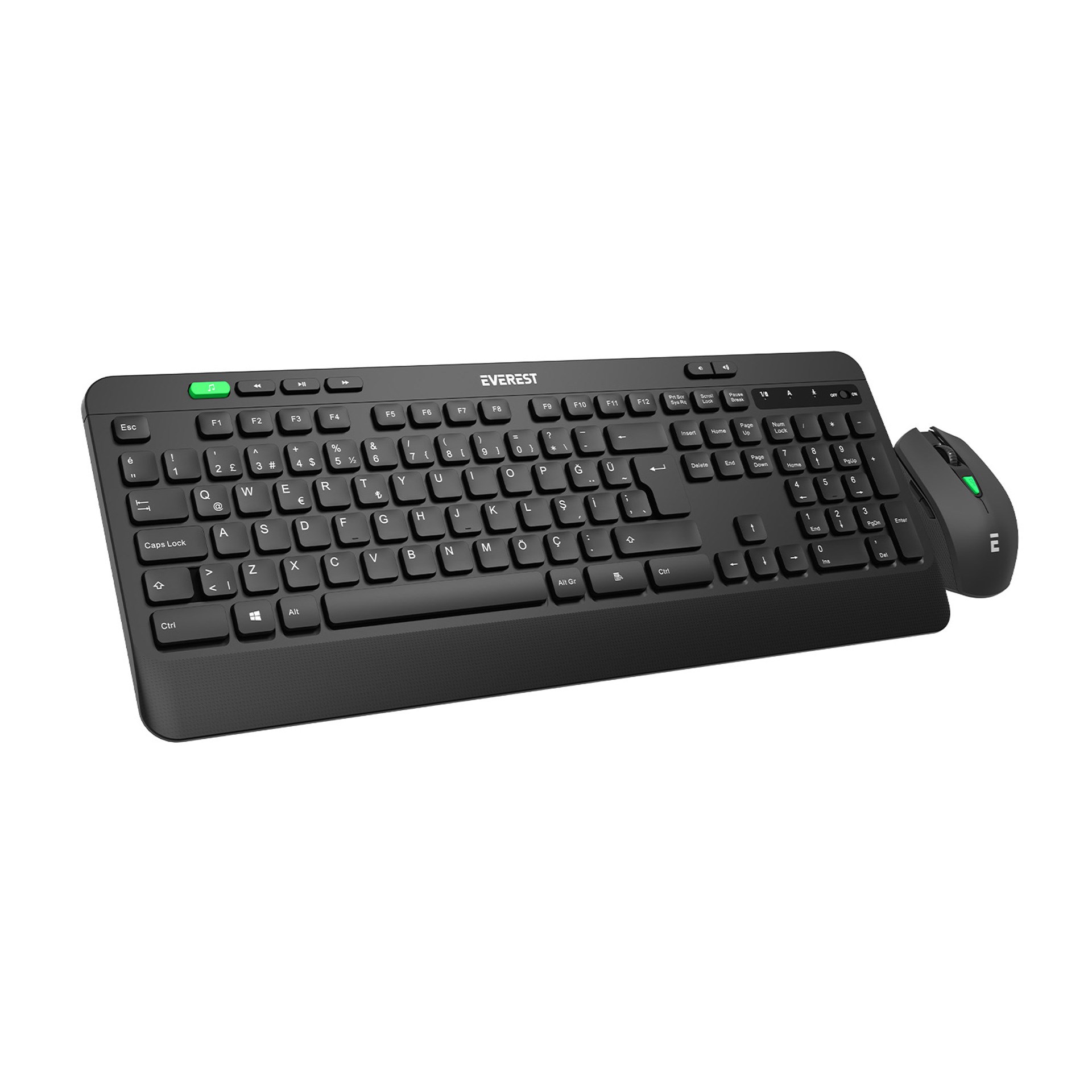 Everest KM-2620 Siyah Usb Sessiz Switch İnce Kablosuz Q Multimedia Klavye + Mouse Set
