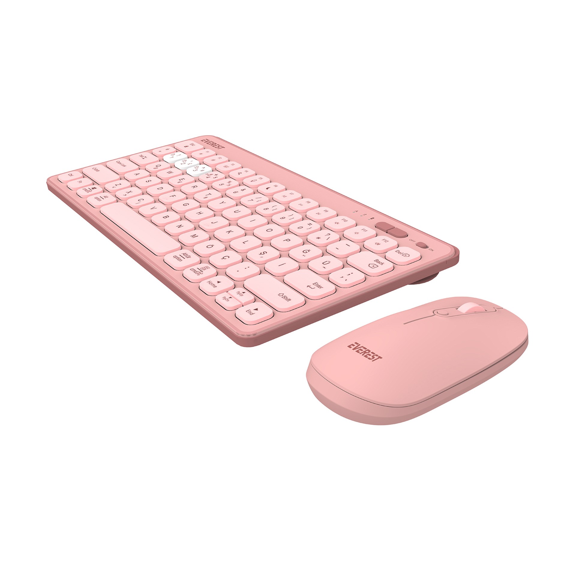 Everst Lumi KM-BT903 Pembe 3 IN 1 3 BT 2.4 1600 DPI Kablosuz Klavye Mouse Set
