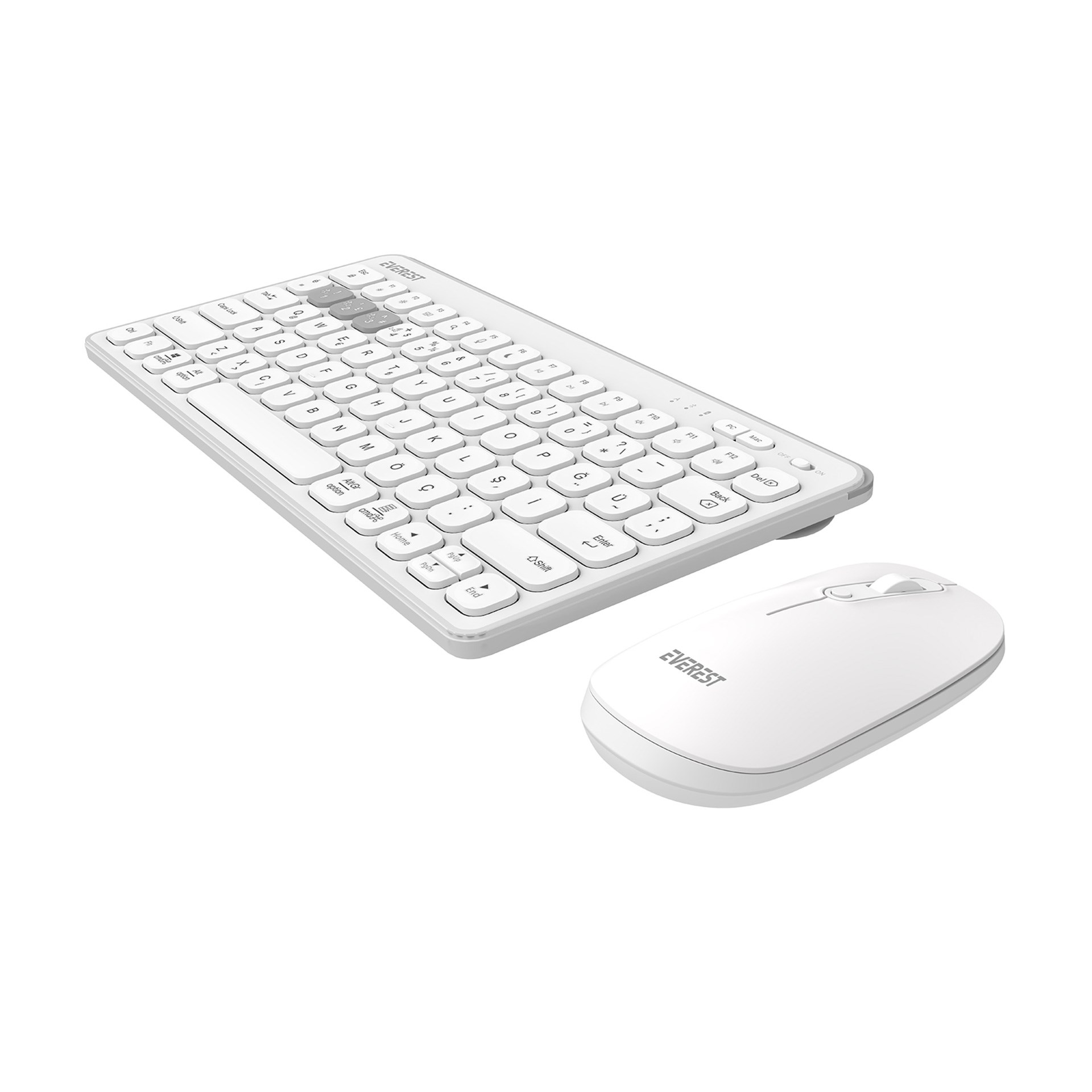 Everest Lumi KM-BT903 Beyaz 3 IN1 3 BT+2.4 1600 DPI Kablosuz Klavye + Mouse Set