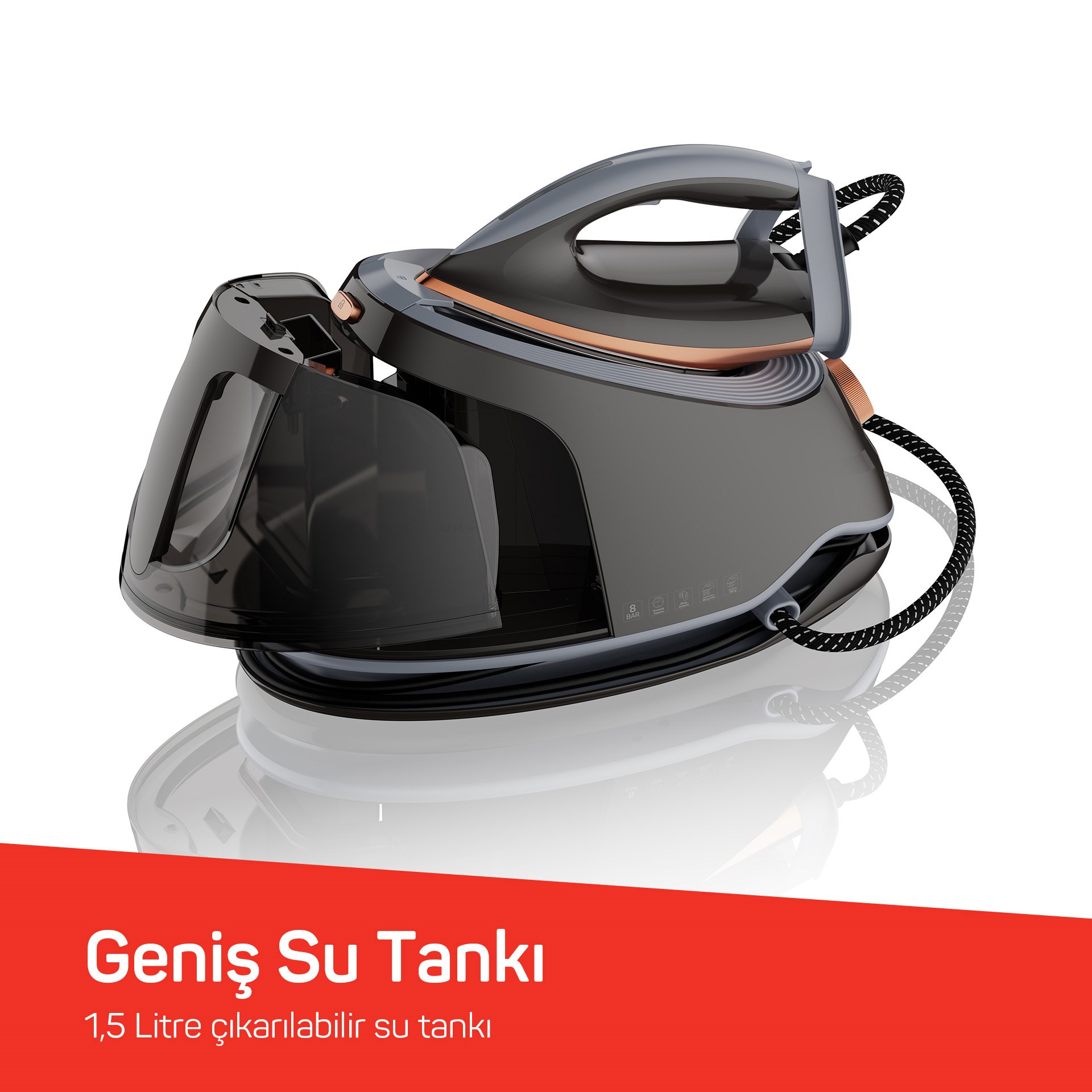 Arzum Steamart Plus Buhar Kazanlı Ütü Gri