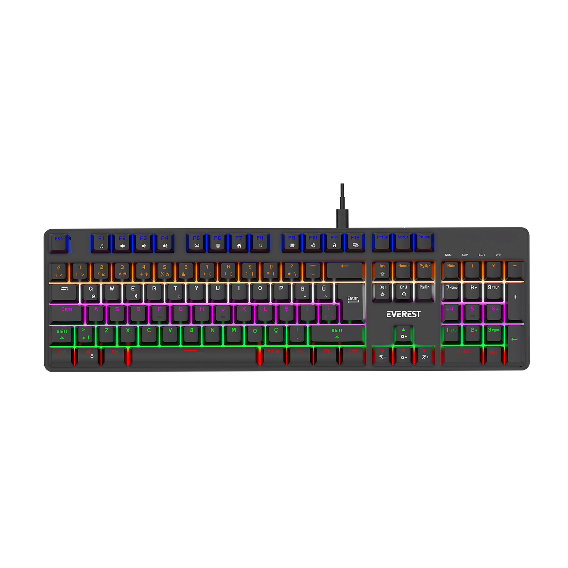 Everest KB-MK1 Lumos Siyah USB Rainbow Aydınlatmalı Red Switch Full Anti-Ghosting Mekanik Gaming Oyuncu Klavye