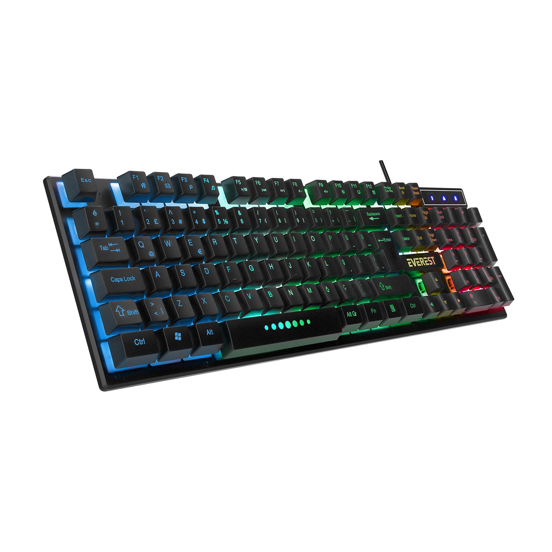 Everest KM-198 Luminax Siyah Gökkuşağı Aydınlatmalı Q Gaming Oyuncu Klavye + Mouse Set