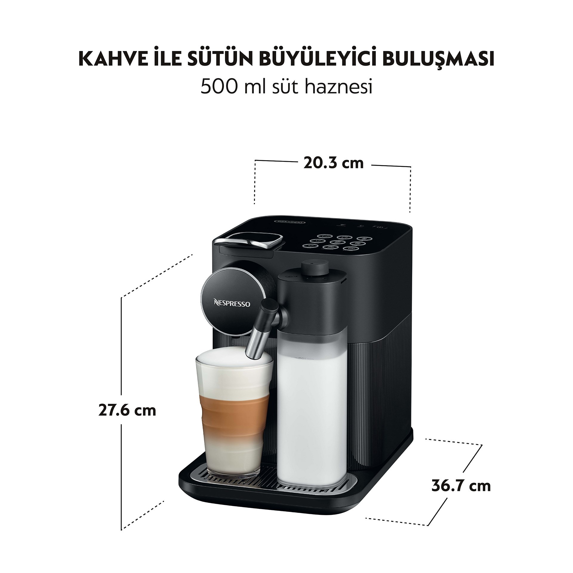 Nespresso F541 Black Gran Lattissima Kapsüllü Süt Çözümlü Kahve Makinesi