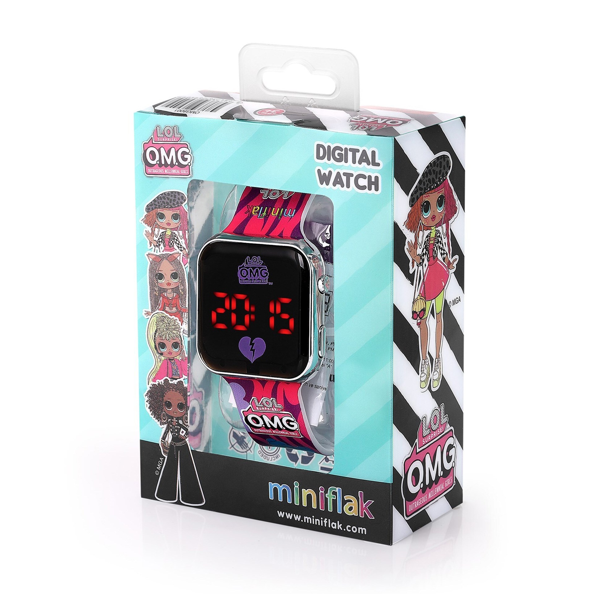 Miniflak LOL Surprise! OMG Lisanslı OMG8001 Mor Square Led Çocuk Saati