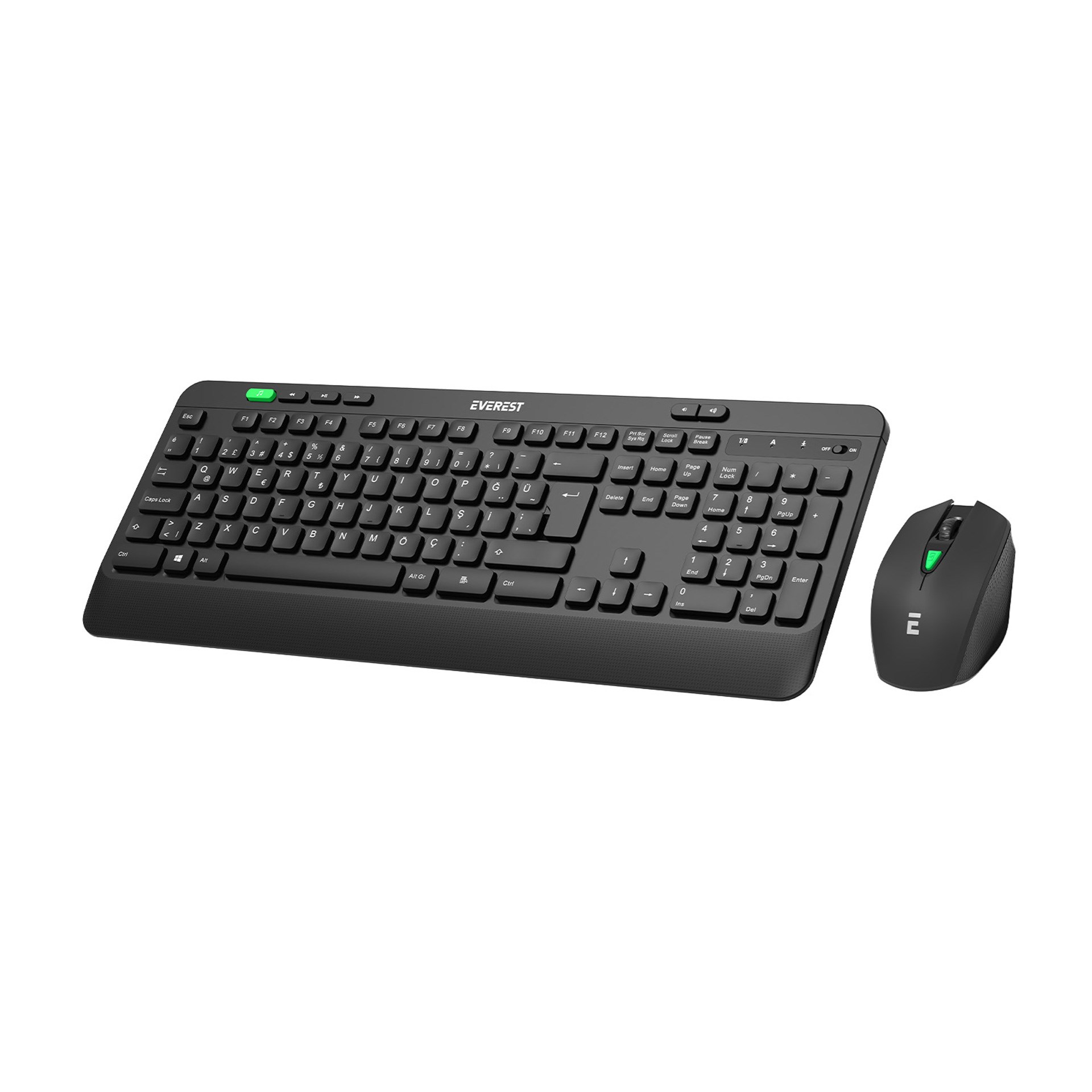 Everest KM-2620 Siyah Usb Sessiz Switch İnce Kablosuz Q Multimedia Klavye + Mouse Set