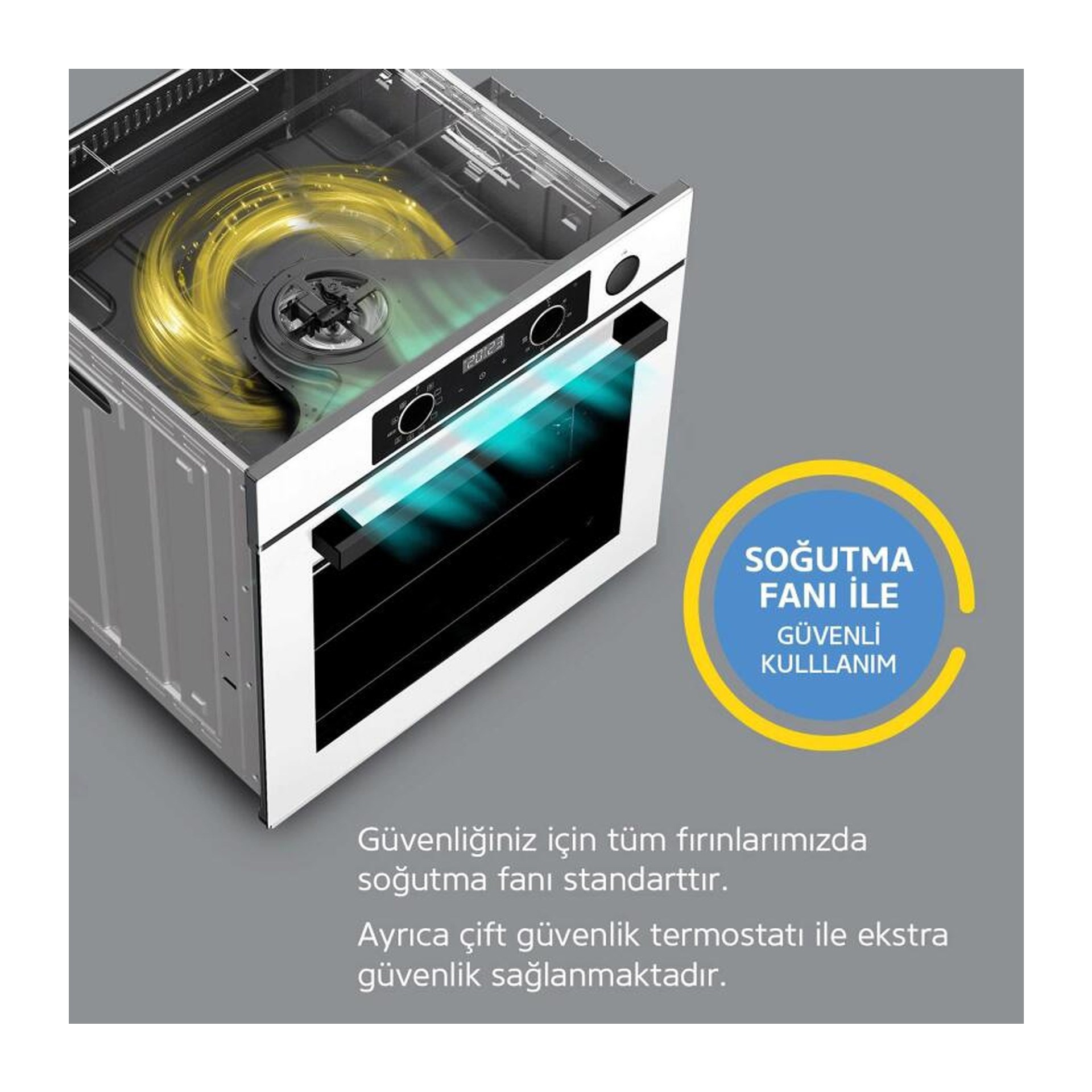 Simfer 8223 9 Fonksiyon Dijital Powerturbo Ankastre Fırın Gri