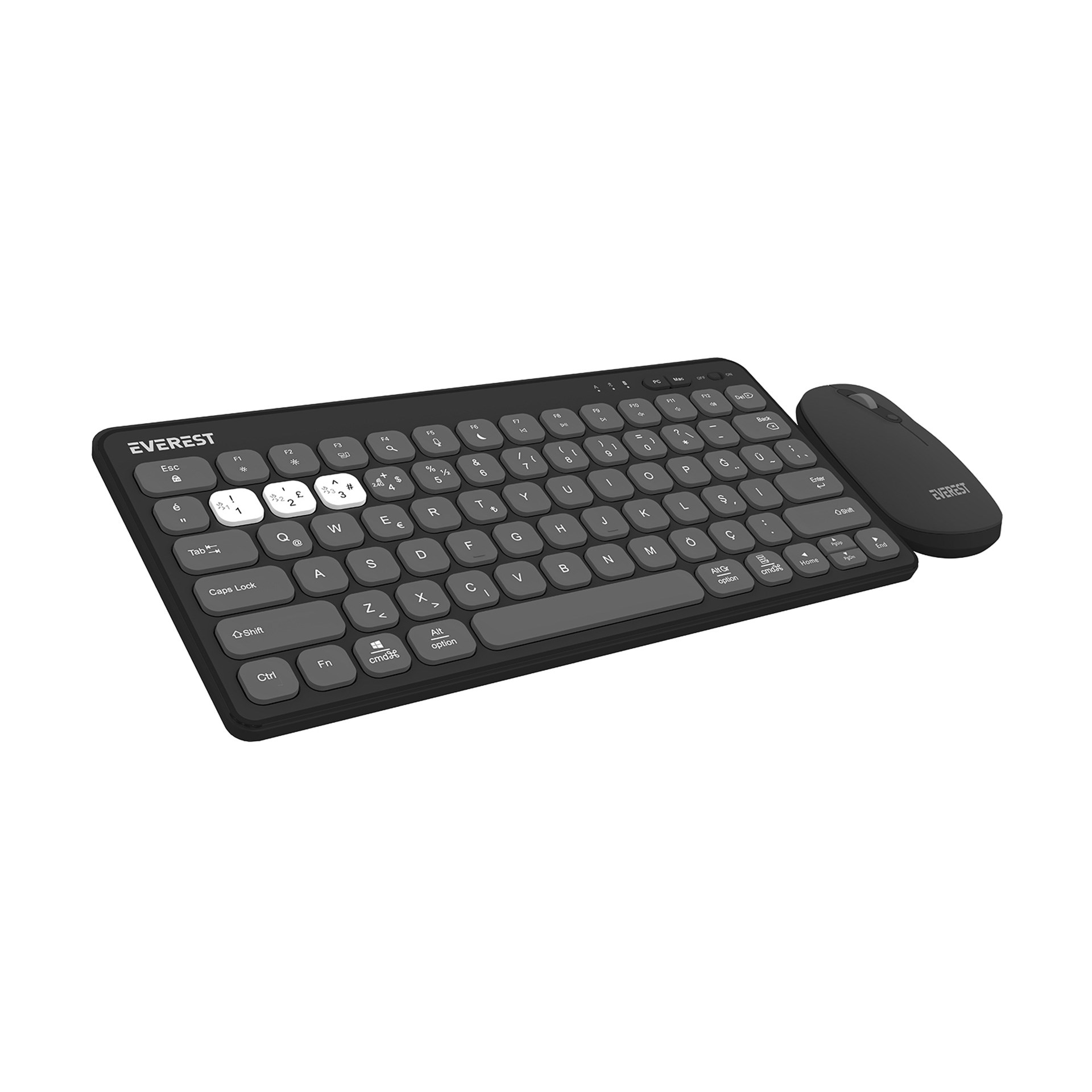 Everst Lumi KM-BT903 Siyah 3 IN1 3 BT 2.4 1600 DPI Kablosuz Klavye + Mouse Set