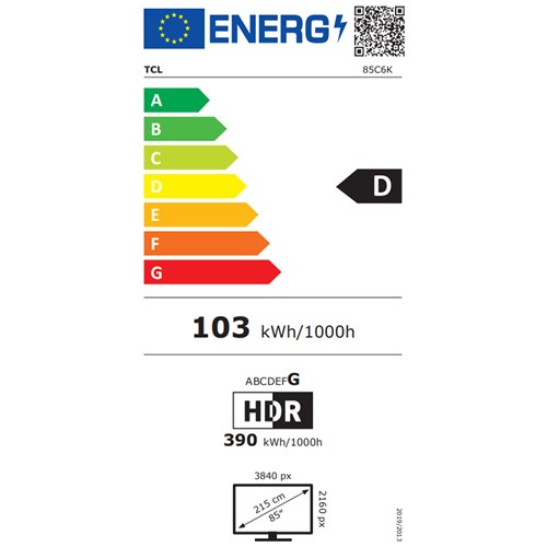 TCL 85C6KGTV 216 Cm Mini Led Google TV | Evkur