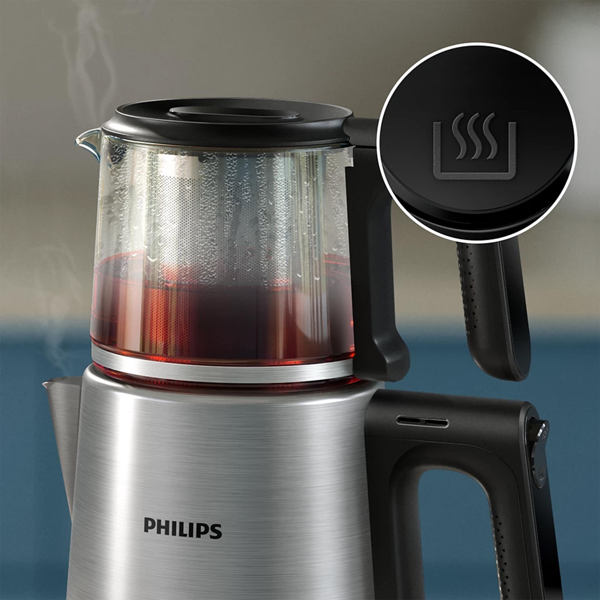 Philips HD7350/00 Çelik Üstü Cam Çay Makinesi