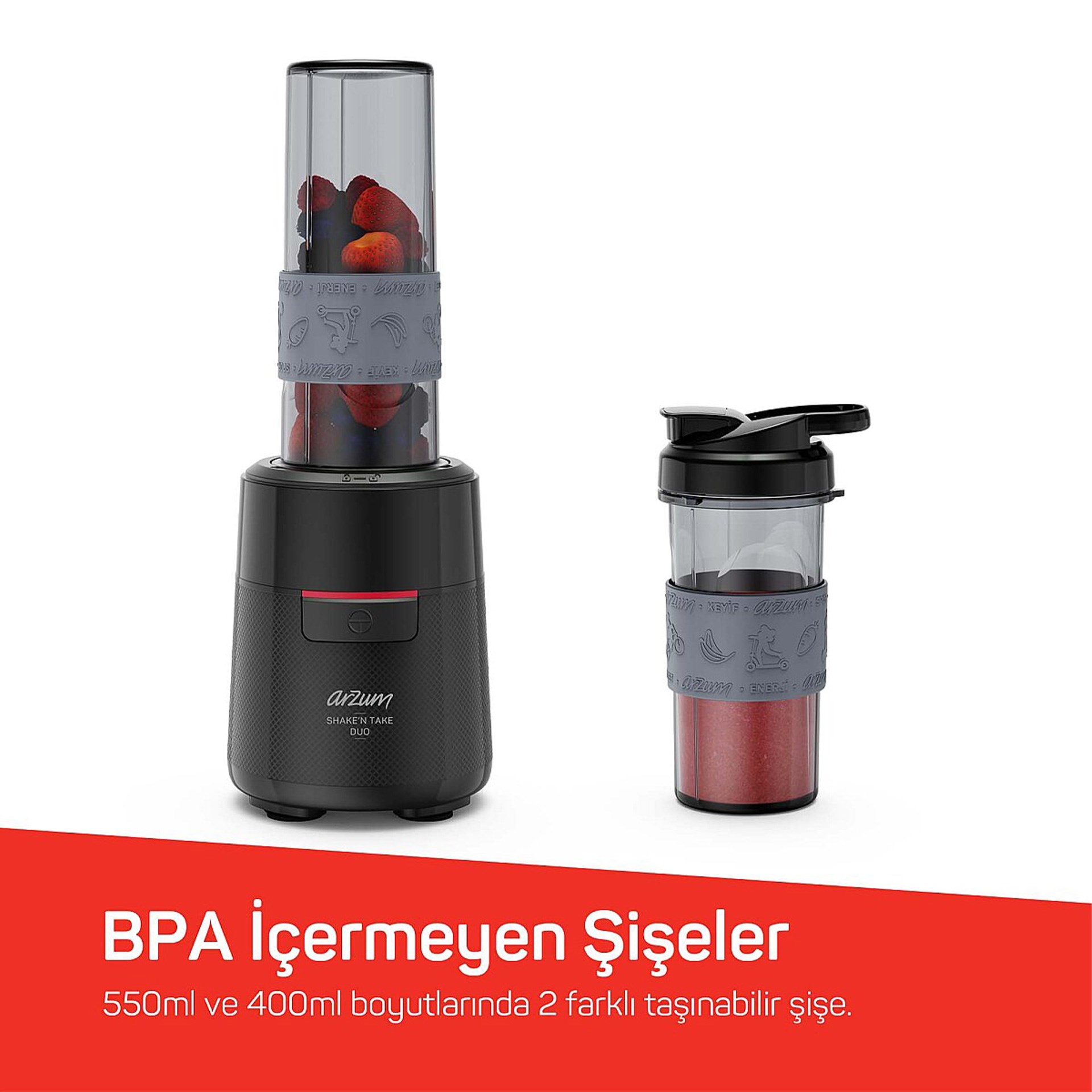 Arzum AR1192-SIYAH ShakeN Take Duo Kişisel Blender Siyah