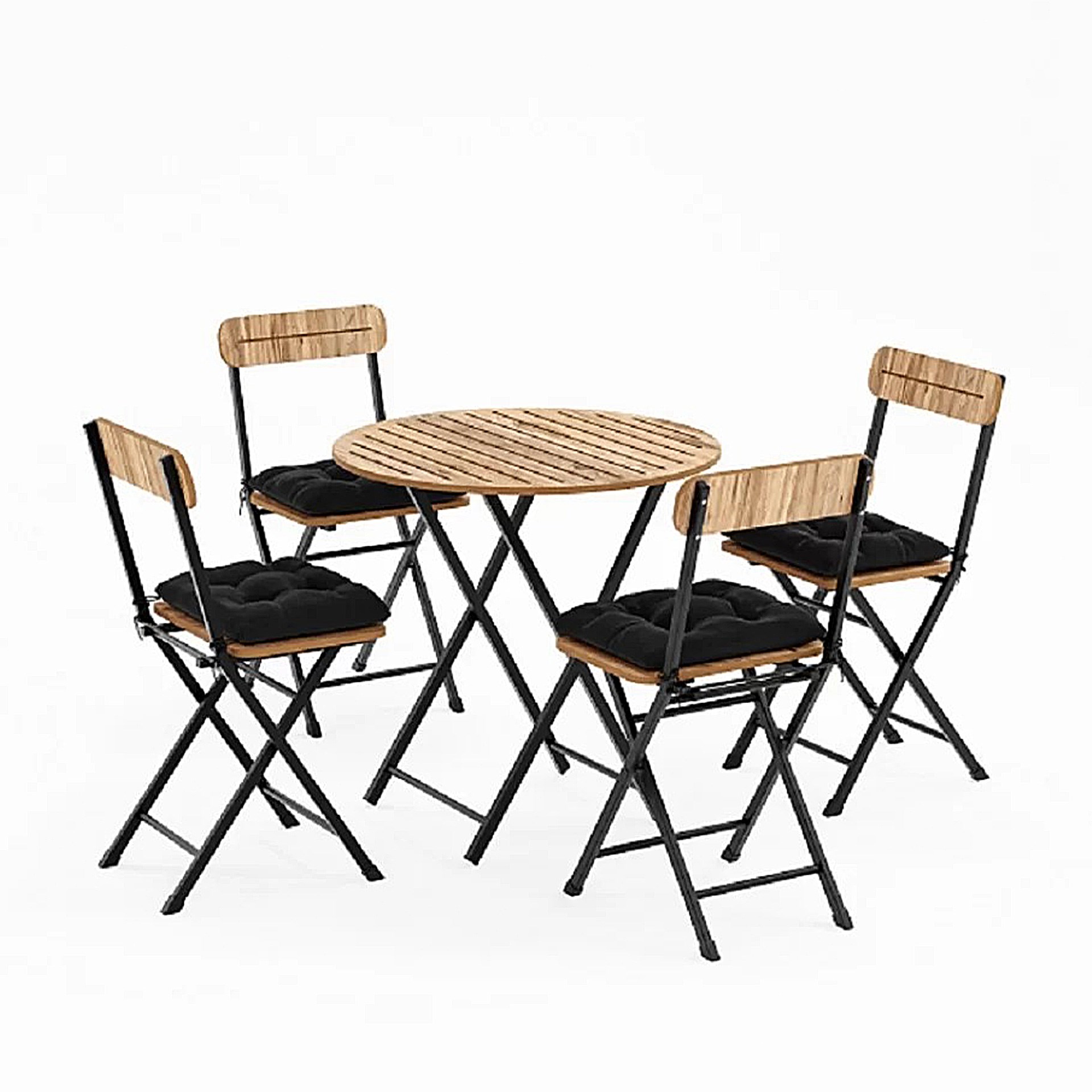 Movemo Bistro Masa Takımı Yuvarlak 4 Kişilik Ceviz