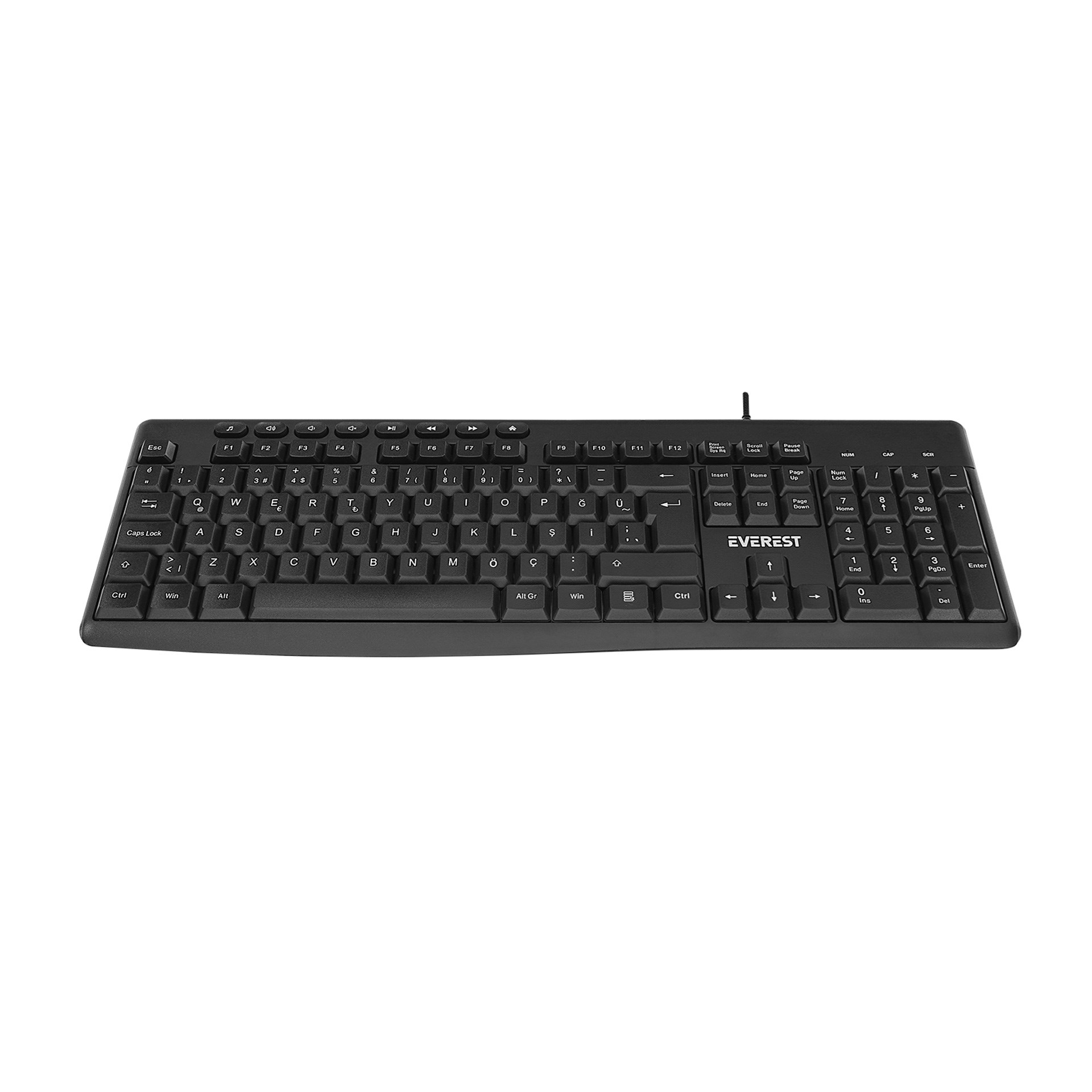 Everest KB-619 Siyah/Gri USB 2 Metre Bakır Kablolu Q Multimedia Klavye