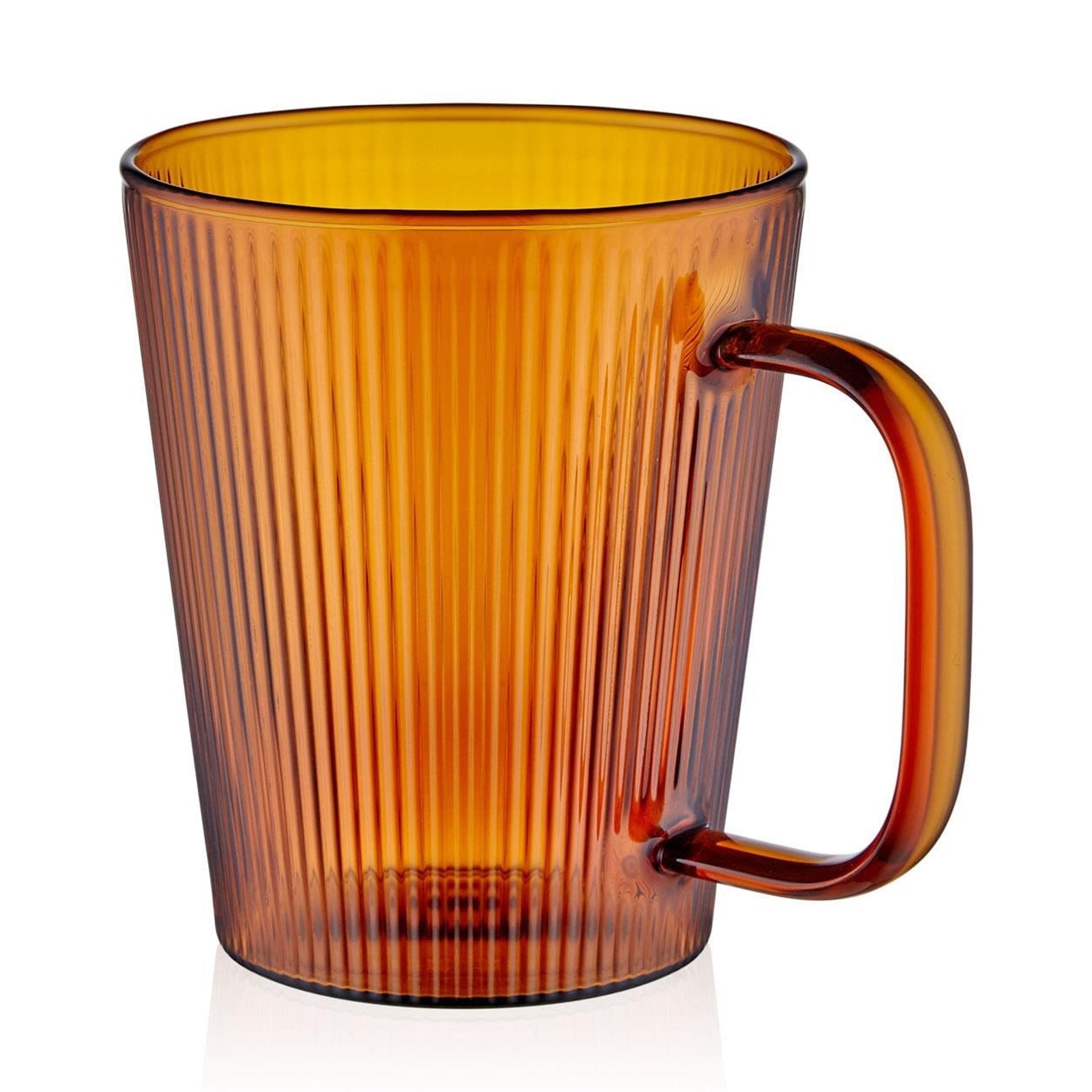 The Mia Striped Borosilikat Cam Kupa Amber 400 ml